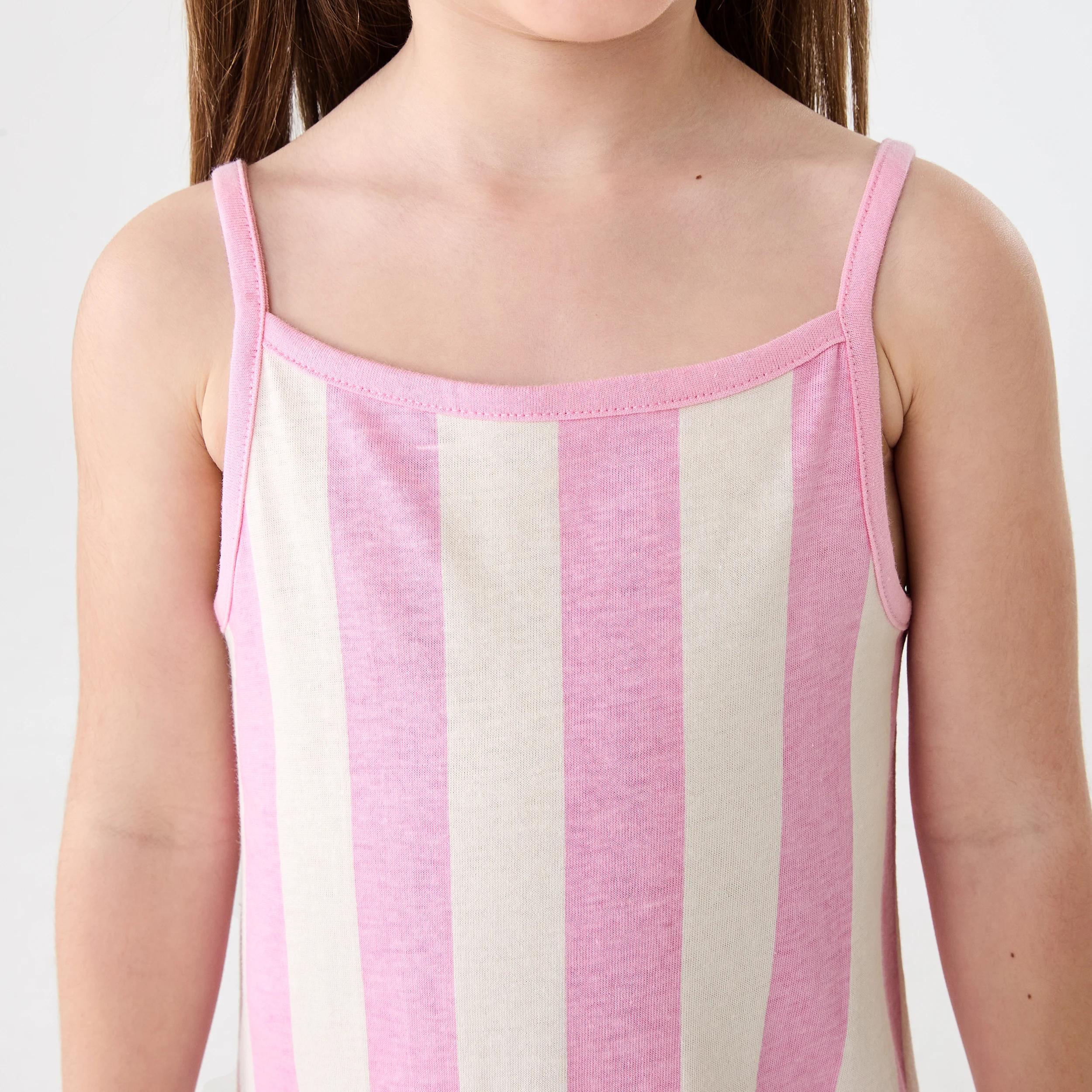 4 Sleeveless Print Dress Pink Strpe, 4 of 7
