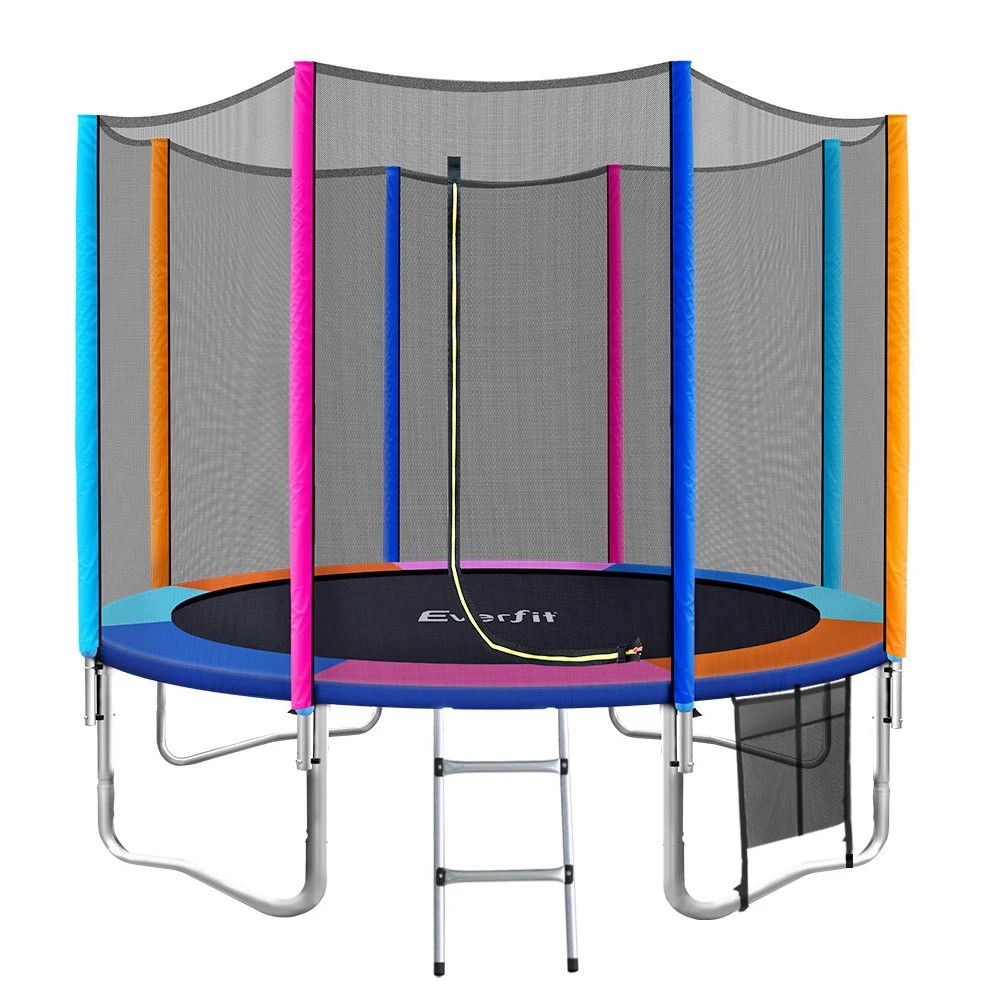 1 Everfit 10FT Trampoline for Kids w/ Ladder Enclosure Safety Net Pad Gift Round - Multi, 1 of 7