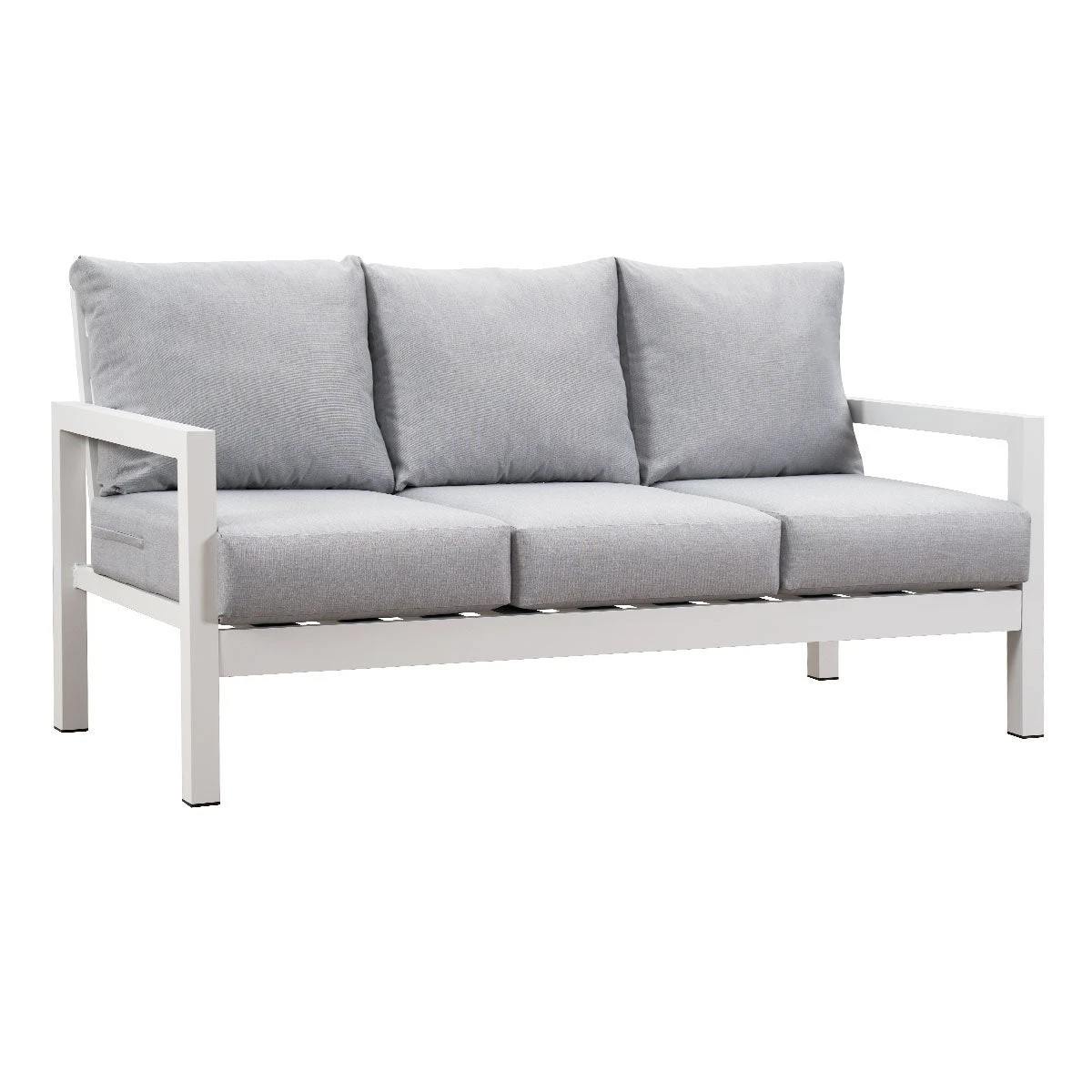 2 Moda Living Coogee 3+2 Seater Aluminium Sofa Lounge Set - Light Grey Cushion - White, 2 of 8