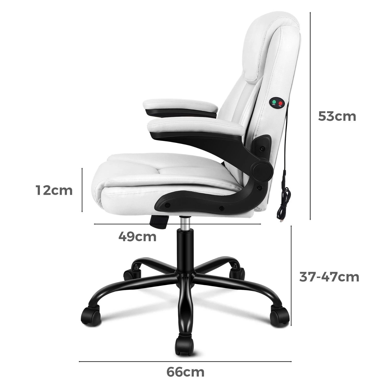 5 Alfordson Massage Office Chair Executive Computer Gaming Seat PU Leather - White, 5 of 10