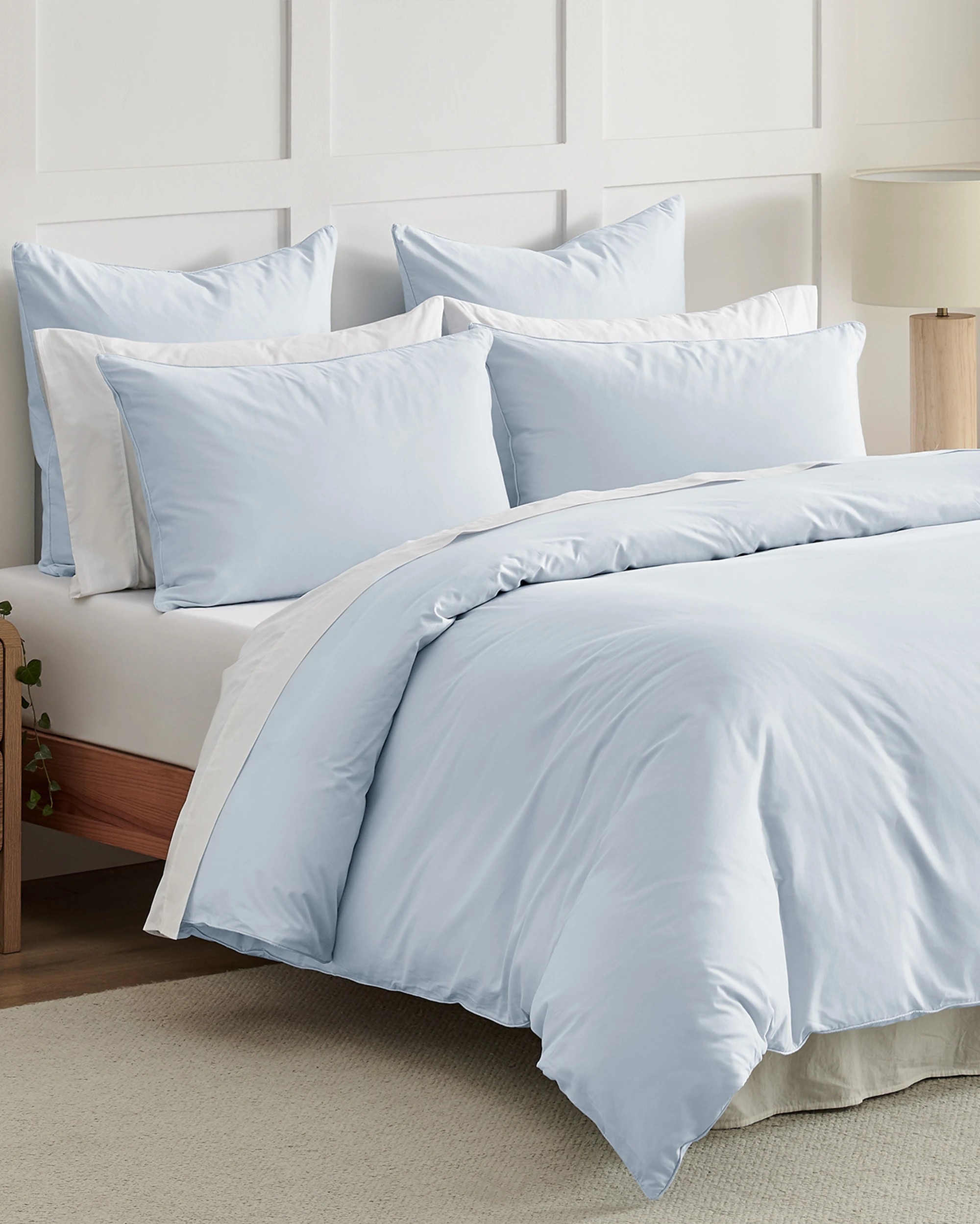 2 Dreamaker 400TC Premium Cotton Sateen Piped Quilt Cover Set - Single Bed - Sky, 2 of 10