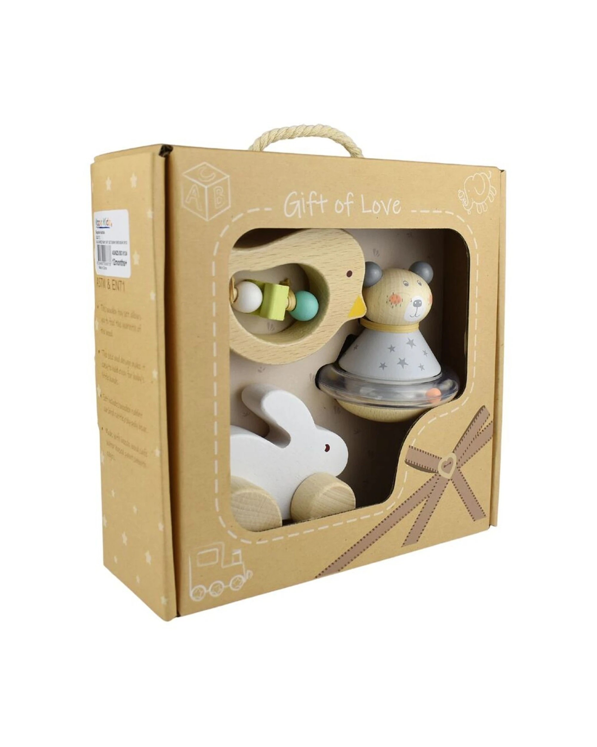 2 Kaper Kidz 3pc Calm And Breezy Baby Gift Set Bunny Bird Bear Toys - Natural, 2 of 7