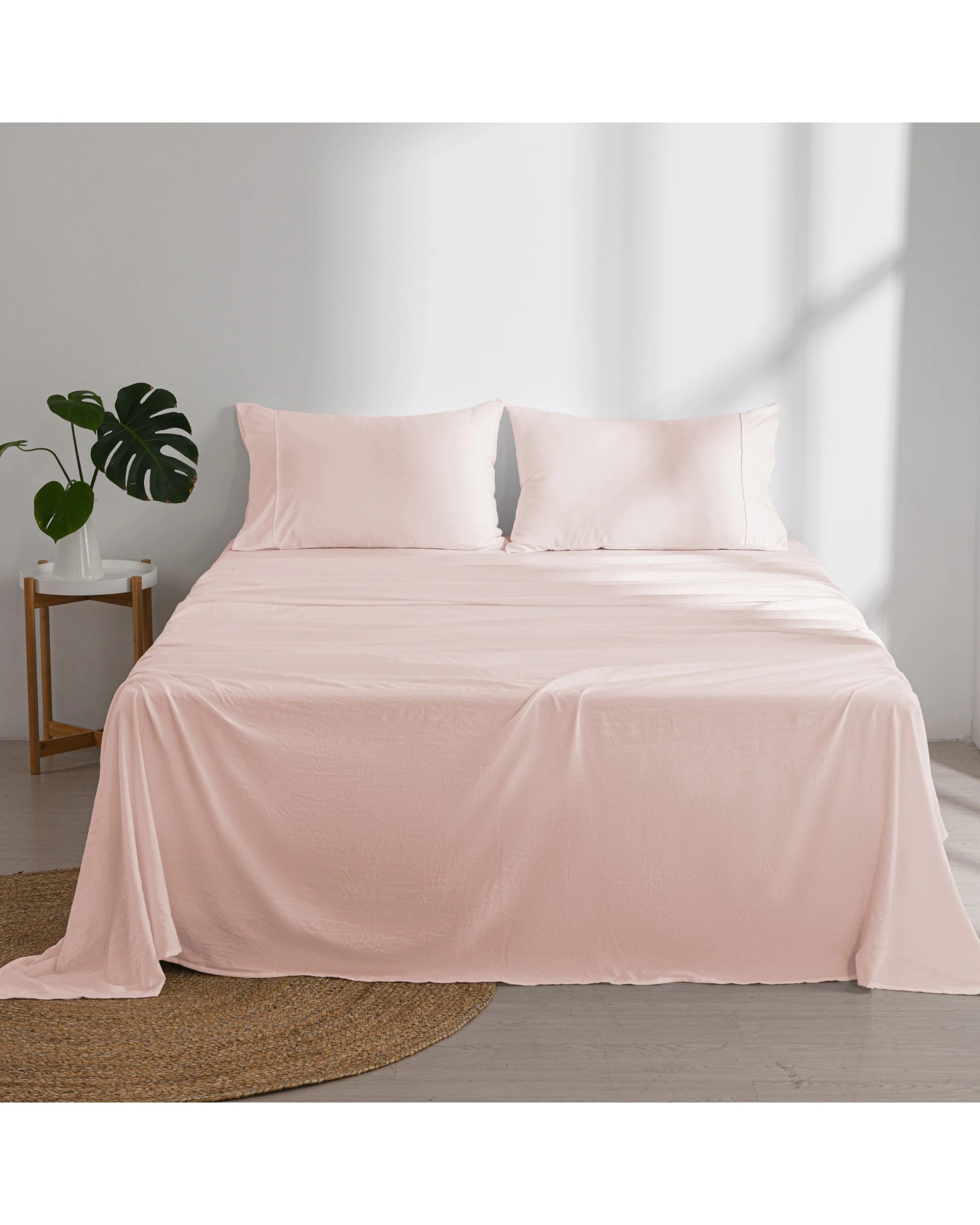 7 Dreamaker Superfine Washed Microfibre Sheet Set - King Single Bed - Blush Pink, 7 of 8