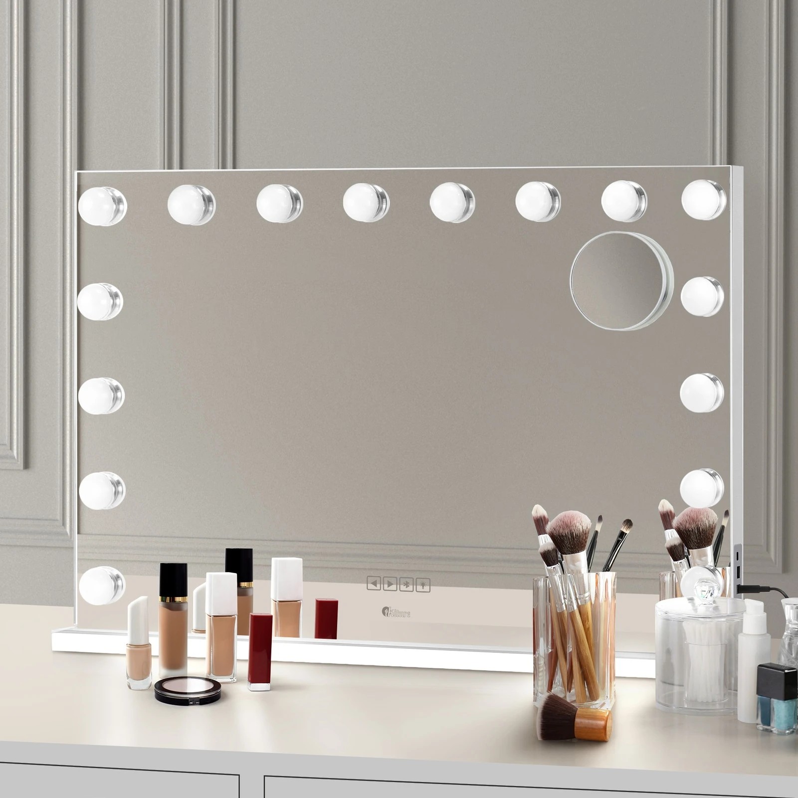 6 Oikiture Bluetooth Hollywood Makeup Mirror 16 LED Light 90x62cm Vanity Mirrors - White, 6 of 7