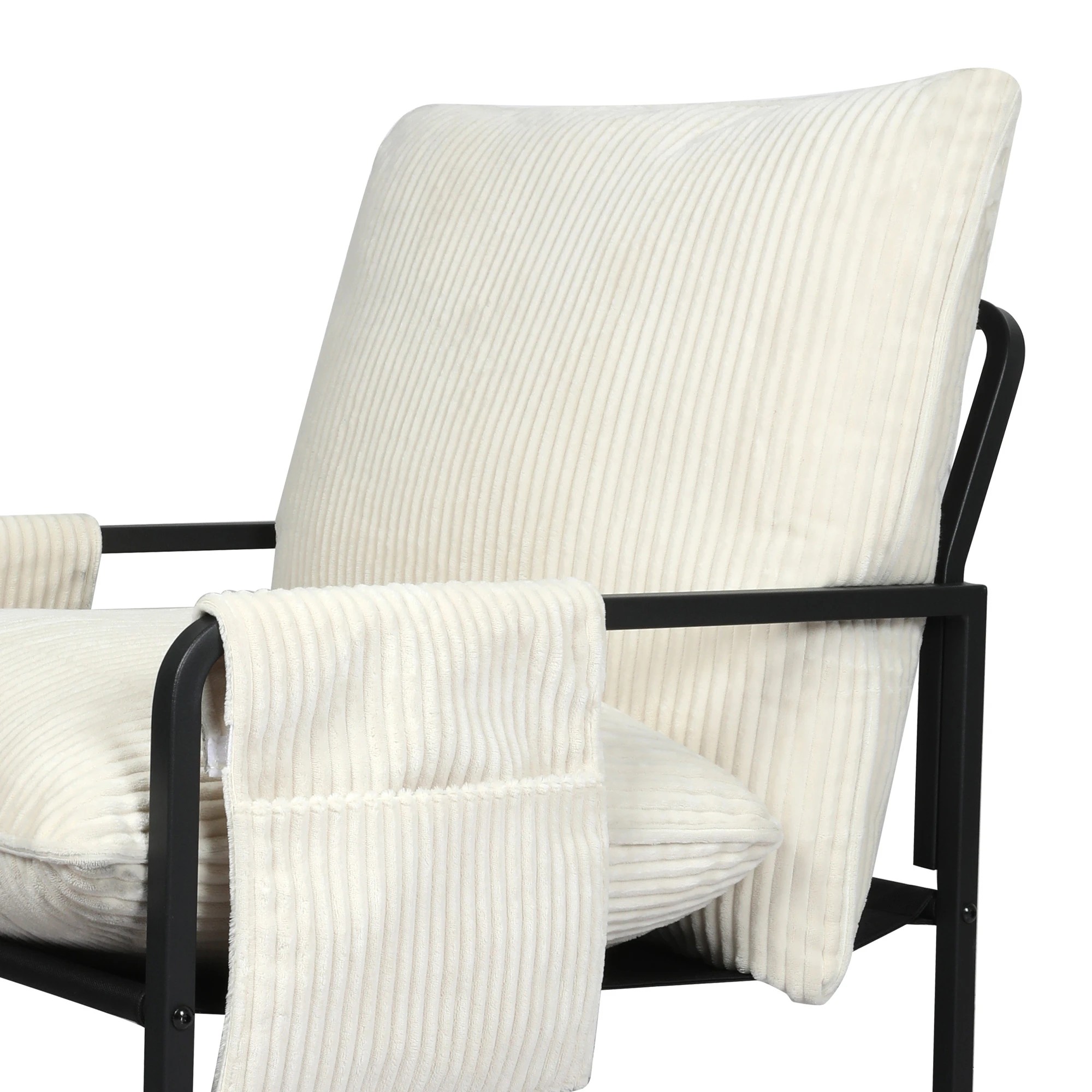 4 Levede Levede Metal Accent Armchair - Beige, 4 of 6