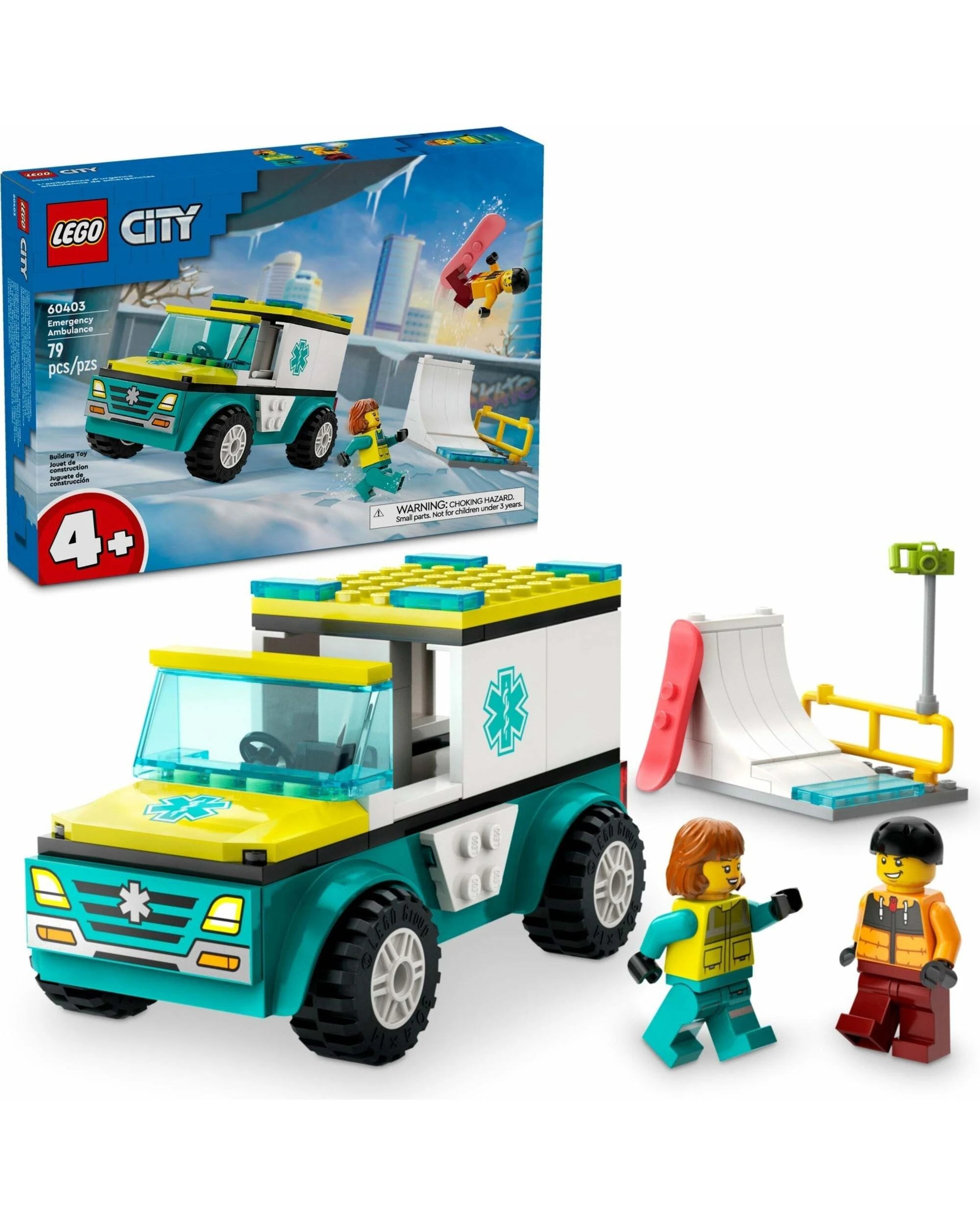 1 LEGO City 60402 Emergency Ambulance and Snowboarder, 1 of 5