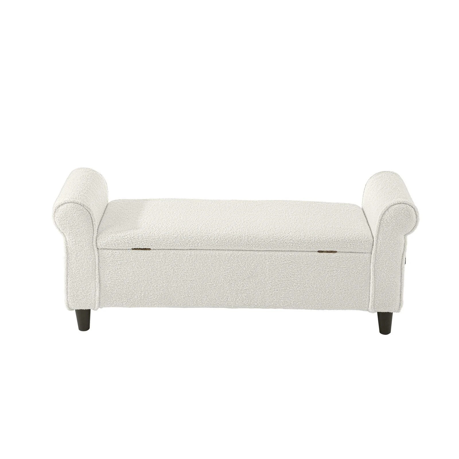 8 Oikiture Storage Ottoman Blanket Box Sherpa Fabric Arm Foot Stool Couch
 - White, 8 of 10