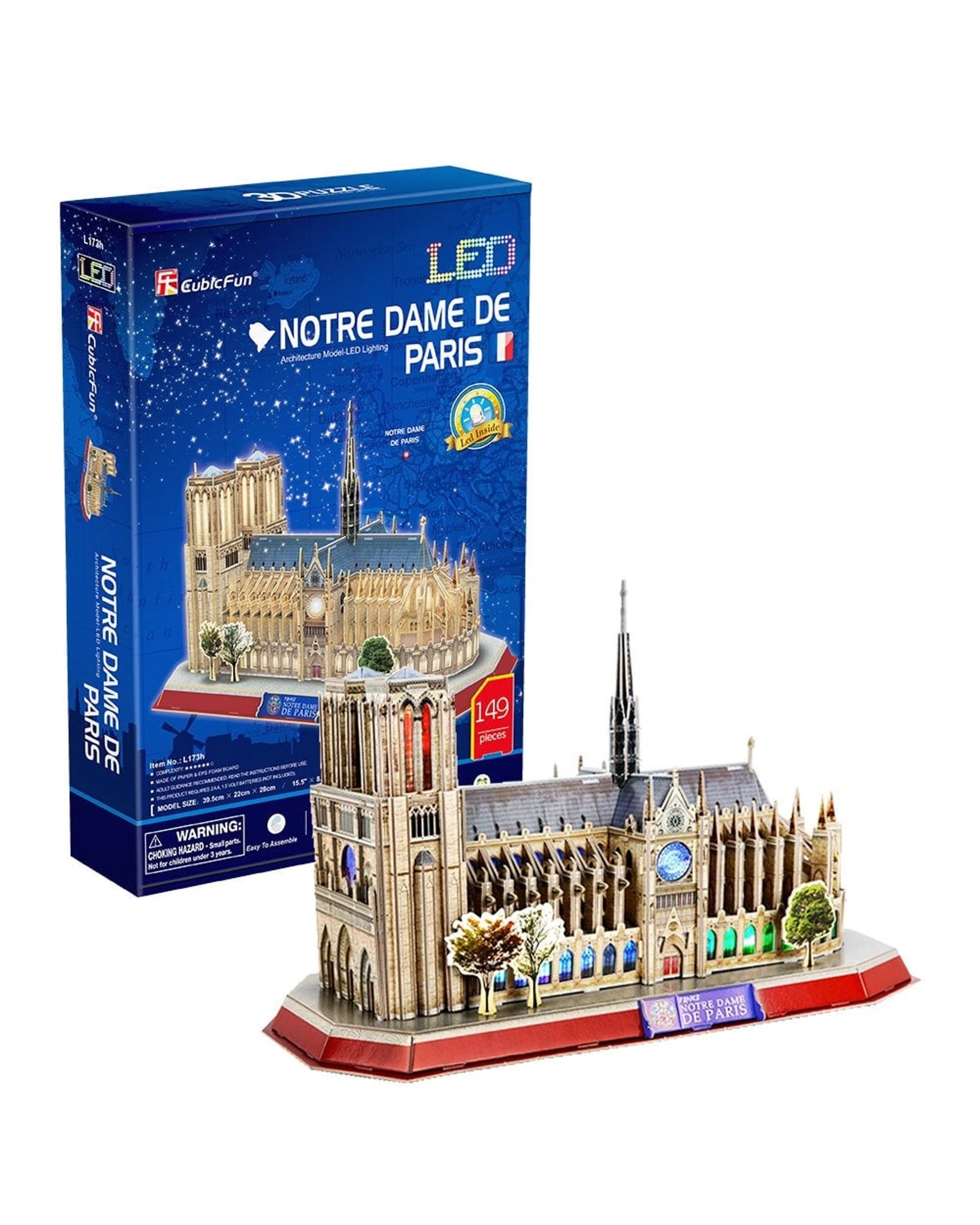 1 CubicFun LED Notre Dame de Paris 149 Piece 3D Puzzle Model Kit, 1 of 1