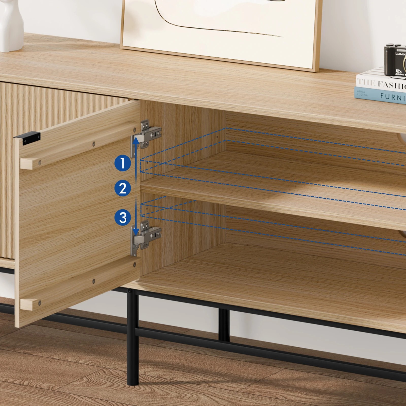 8 Alfordson Entertainment Unit TV Cabinet Stand 180cm Storage 4 Tiers Shelf - Oak, 8 of 10