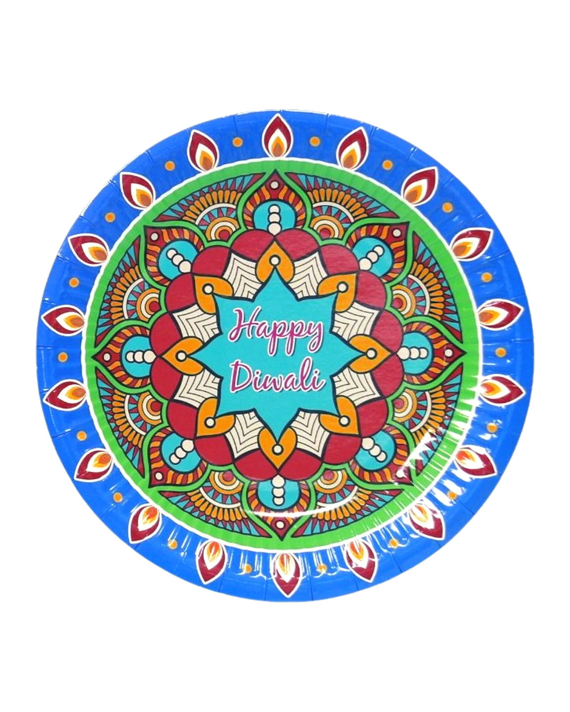 1 Party Maker Happy Diwali Small Paper Plates Pack of 8 - Multi, 1 of 1