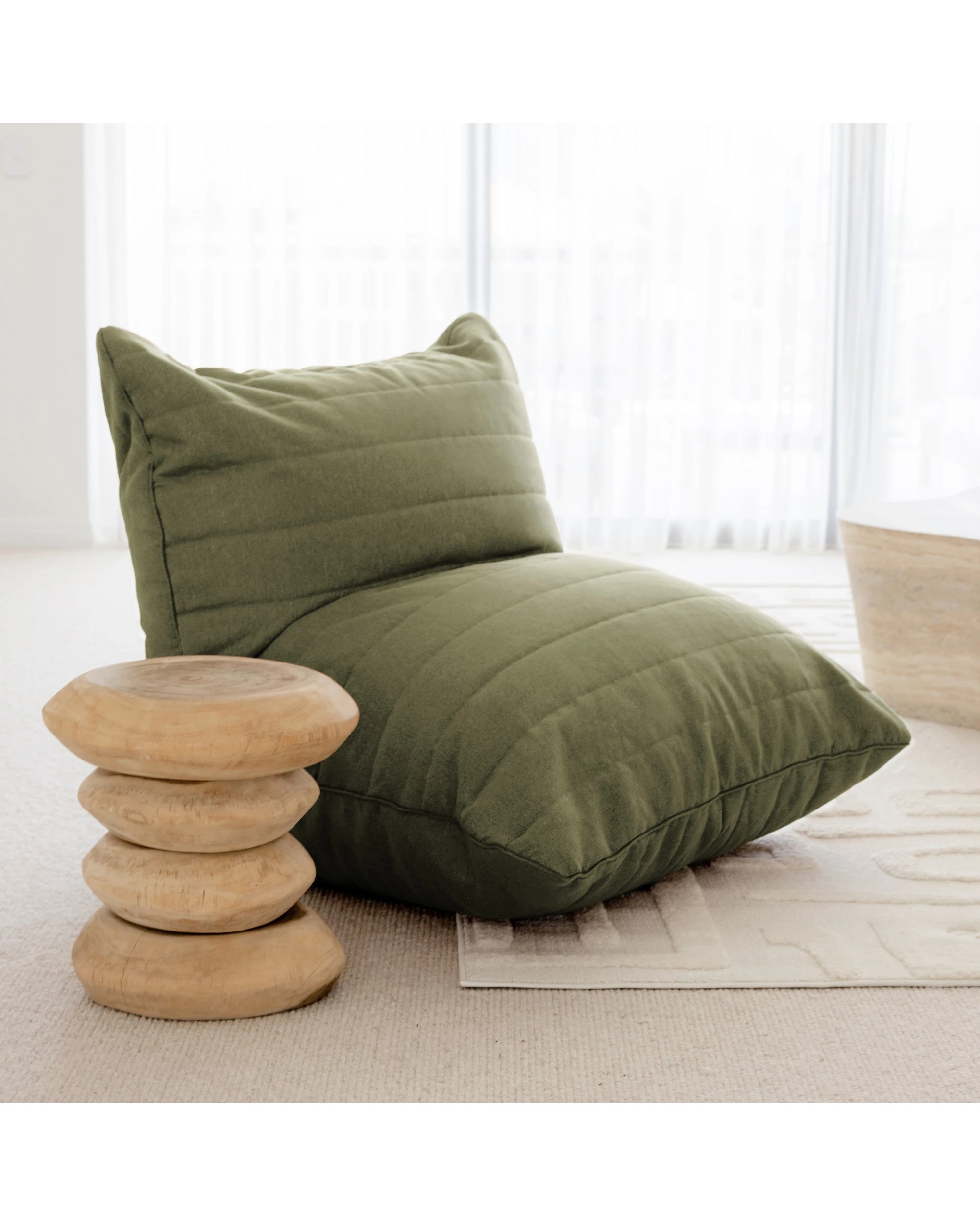 1 Cadence & Co. Linoire Quilted Beanbag Lounger Cover - Moss Green, 1 of 10