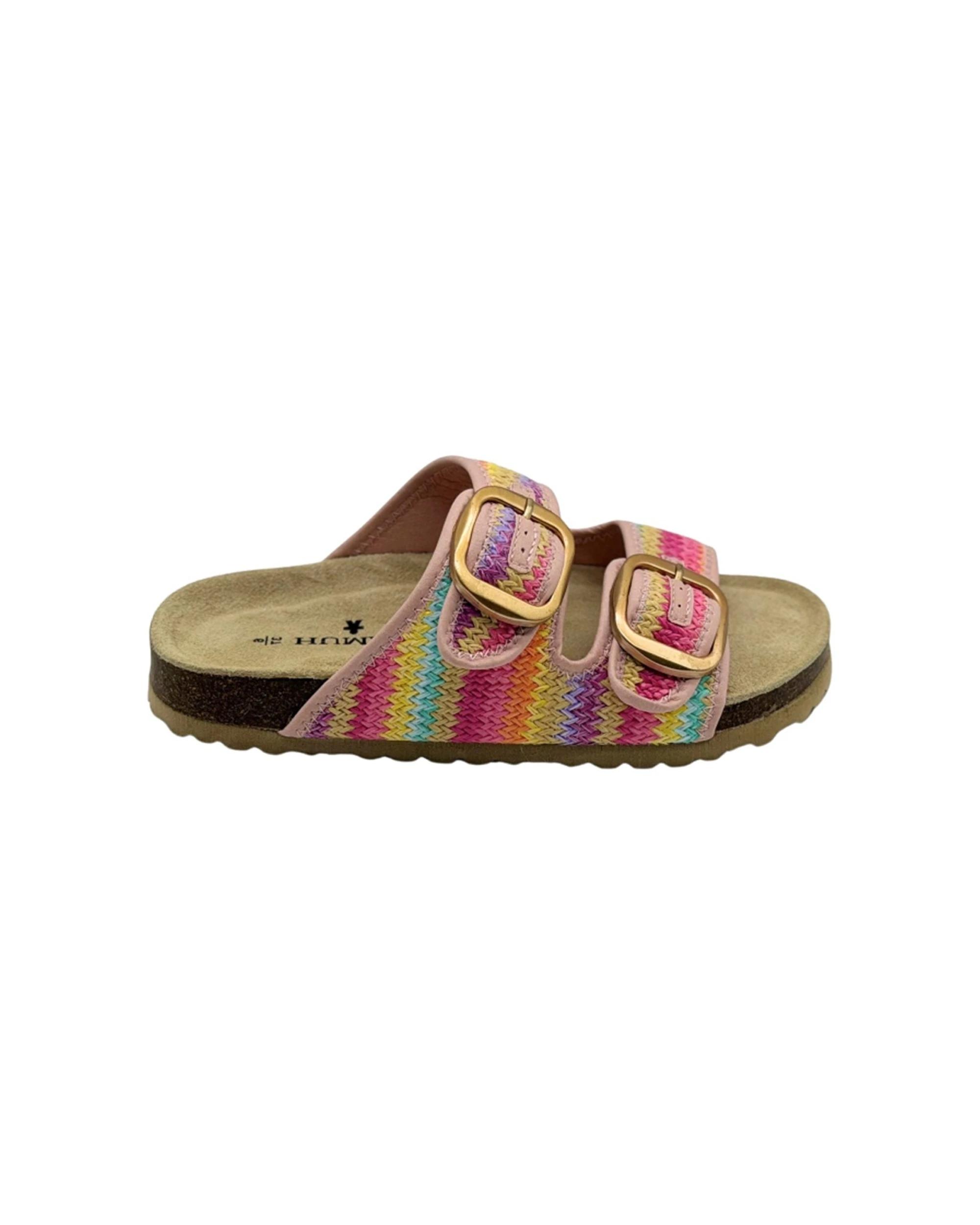 1 Human Shoes Cammy Raffia Sandals Buckle Moulded Footbed Natural MULTI, 1 of 4