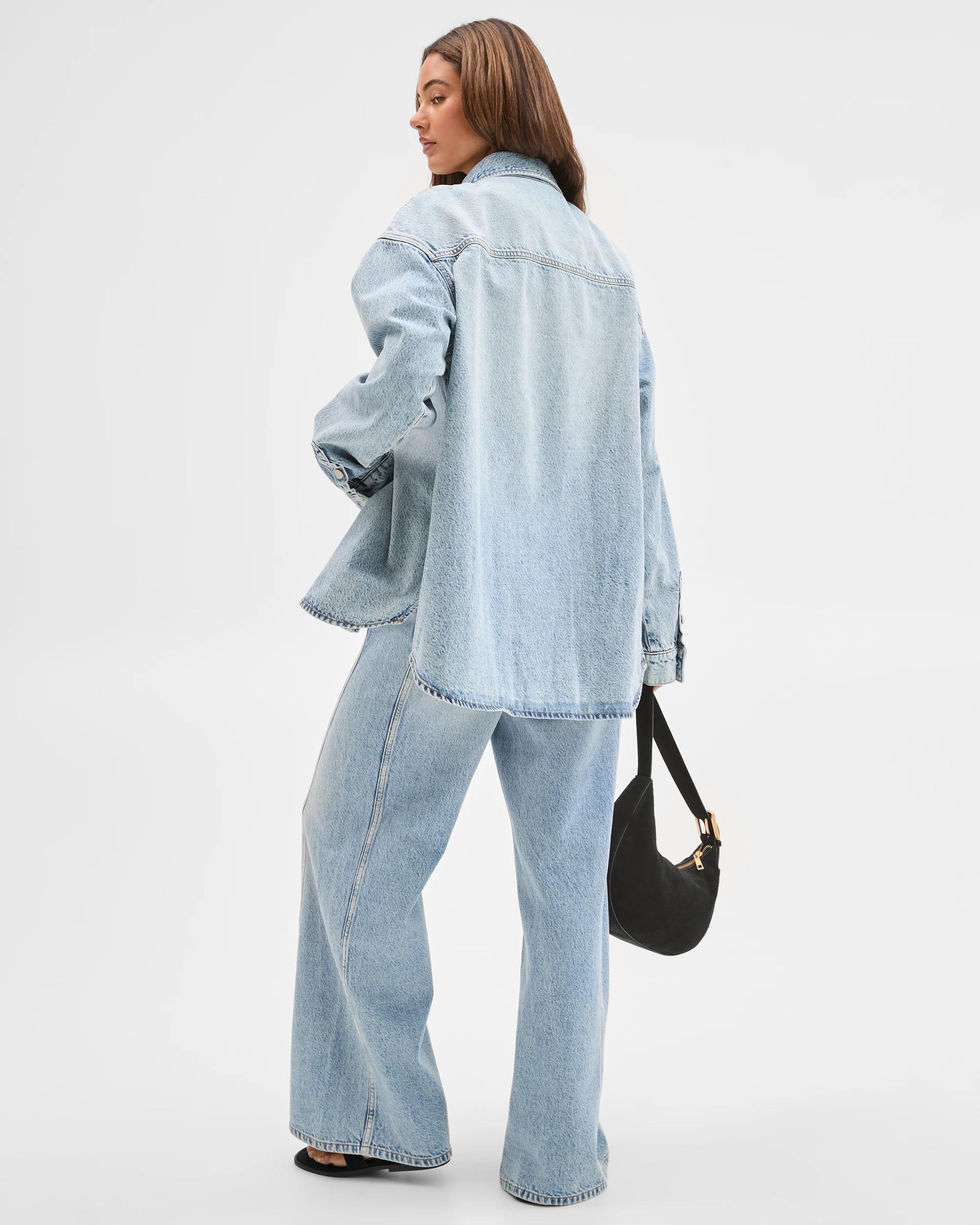 6 Lily Loves Mid Rise Full Length Wide Leg Seam Detail Denim Jeans SALTY BLUE, 6 of 7