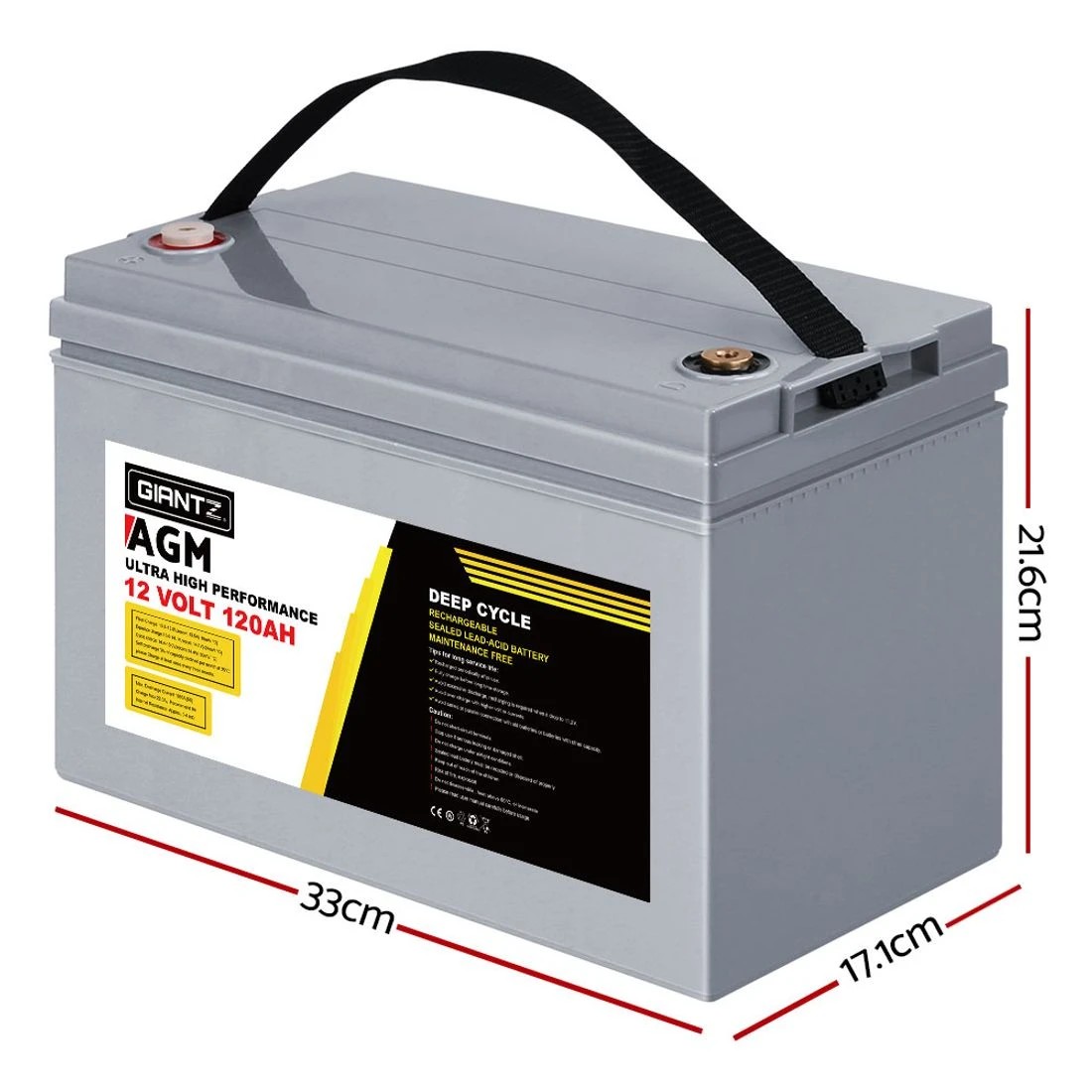 2 Giantz AGM Deep Cycle Battery 12V 120Ah x2 Box Portable Solar Caravan Camping - Grey, 2 of 7