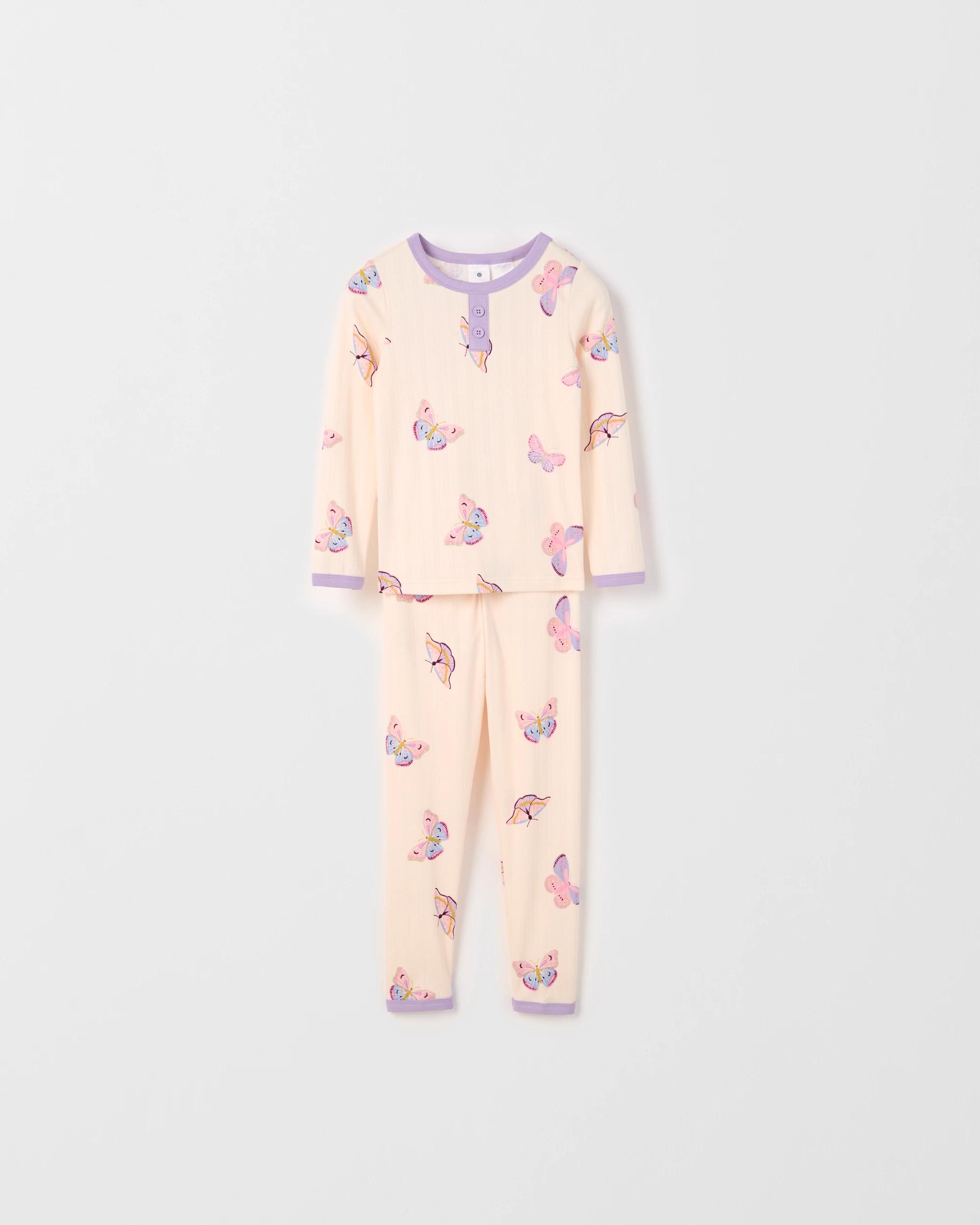 1 Target Kids Younger Girls Pointelle Knit Pyjama Set BUTTERFLY, 1 of 4