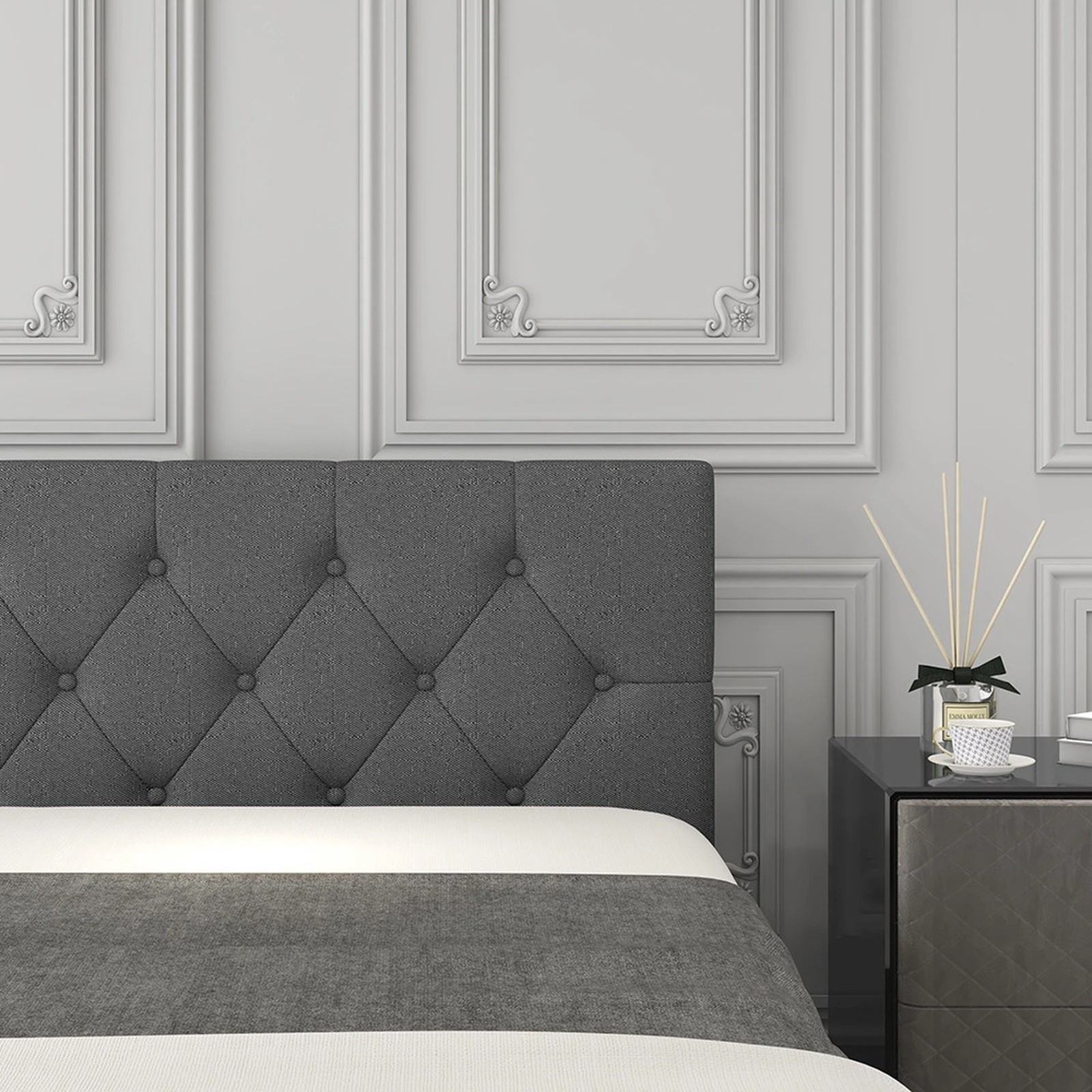 10 Milano Décor Capri Luxury Gas Lift Bed Frame Base And Headboard With Storage Double - Grey, 10 of 10