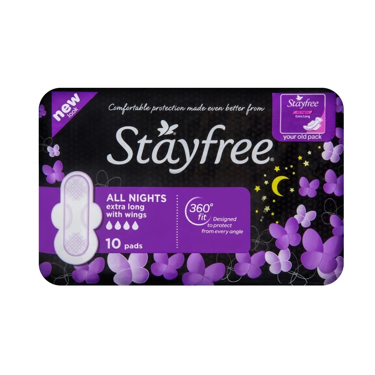 1 Stayfree 10 Pack All Nights Sanitary Pads, 1 of 2