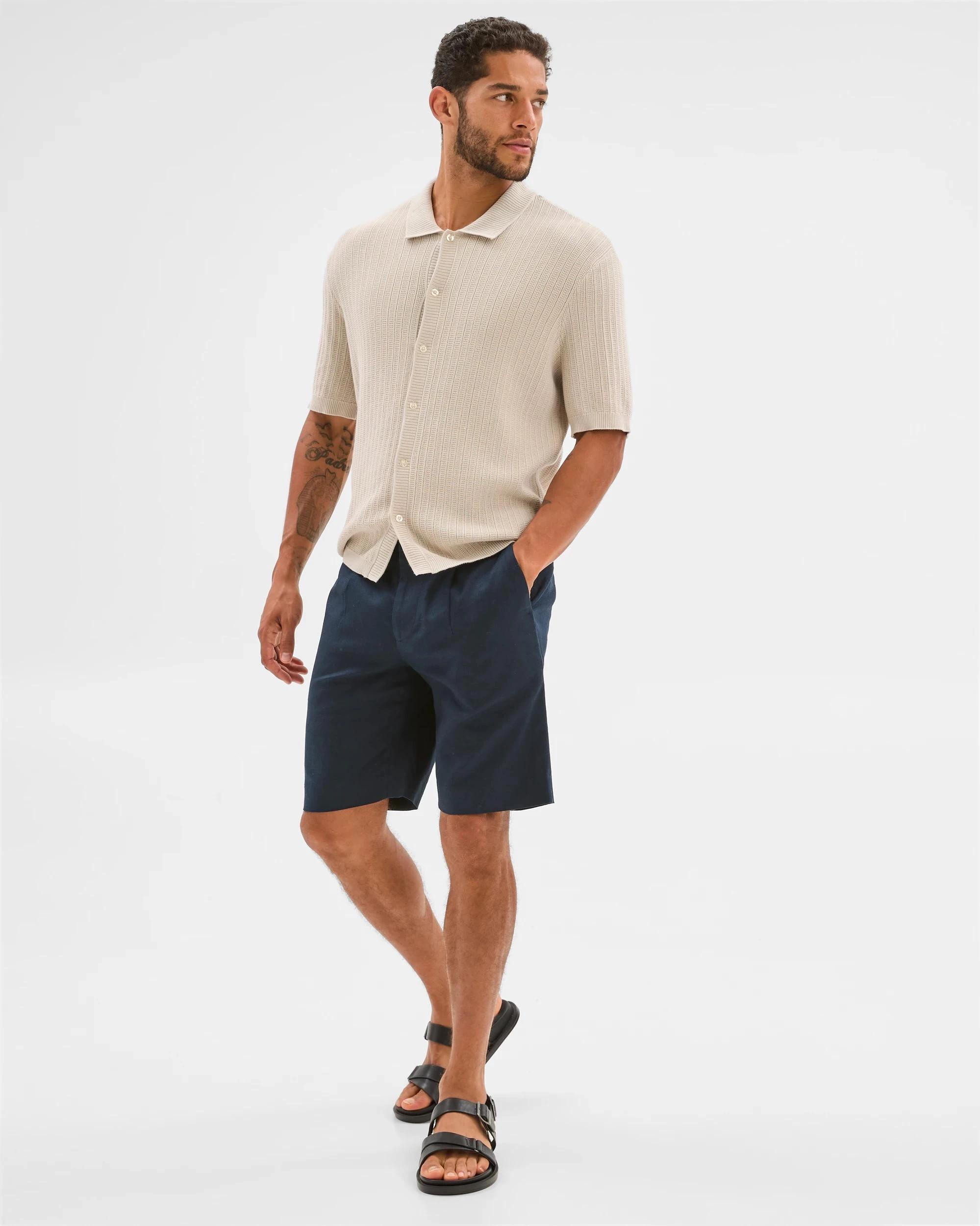 1 European Linen Blend Suit Shorts - Preview NAVY, 1 of 6