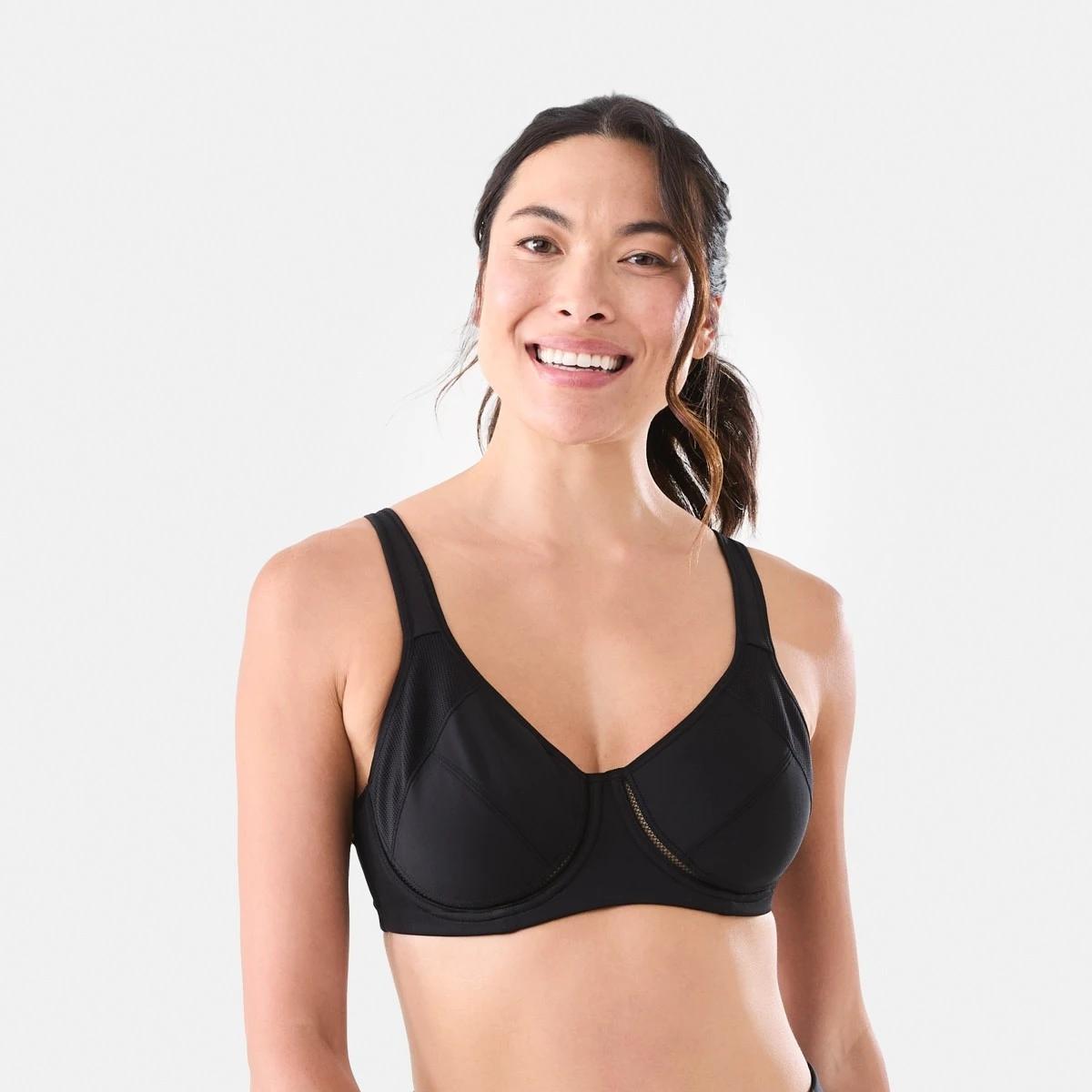 1 Cross Elastic Underwire High Support Sports Bra BLACK, 1 of 8