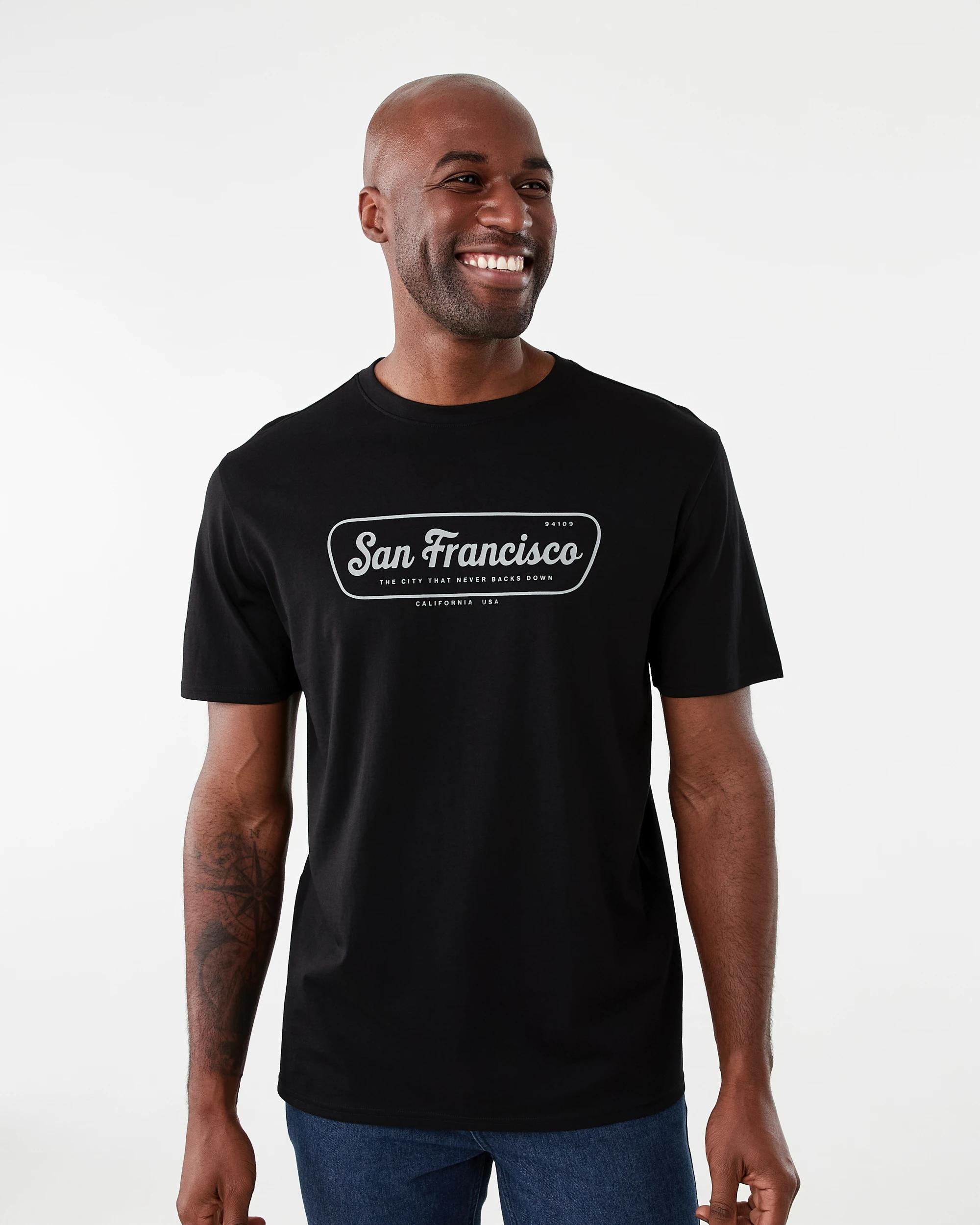 1 Print T-shirt Blk Sanfan, 1 of 6