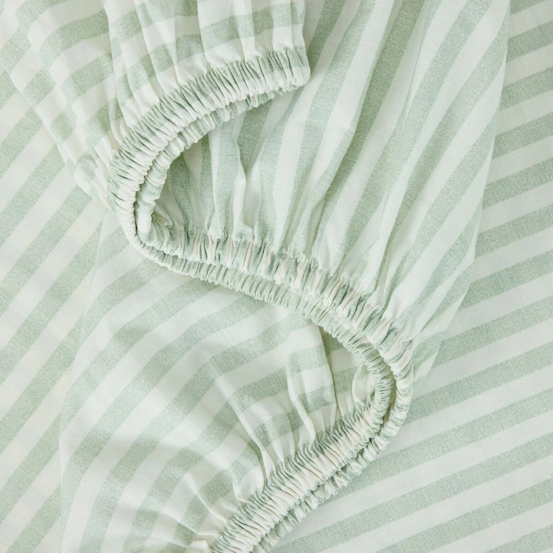 3 250 Thread Count Stripe Cotton Sheet Set - Queen Bed, Sage, 3 of 7