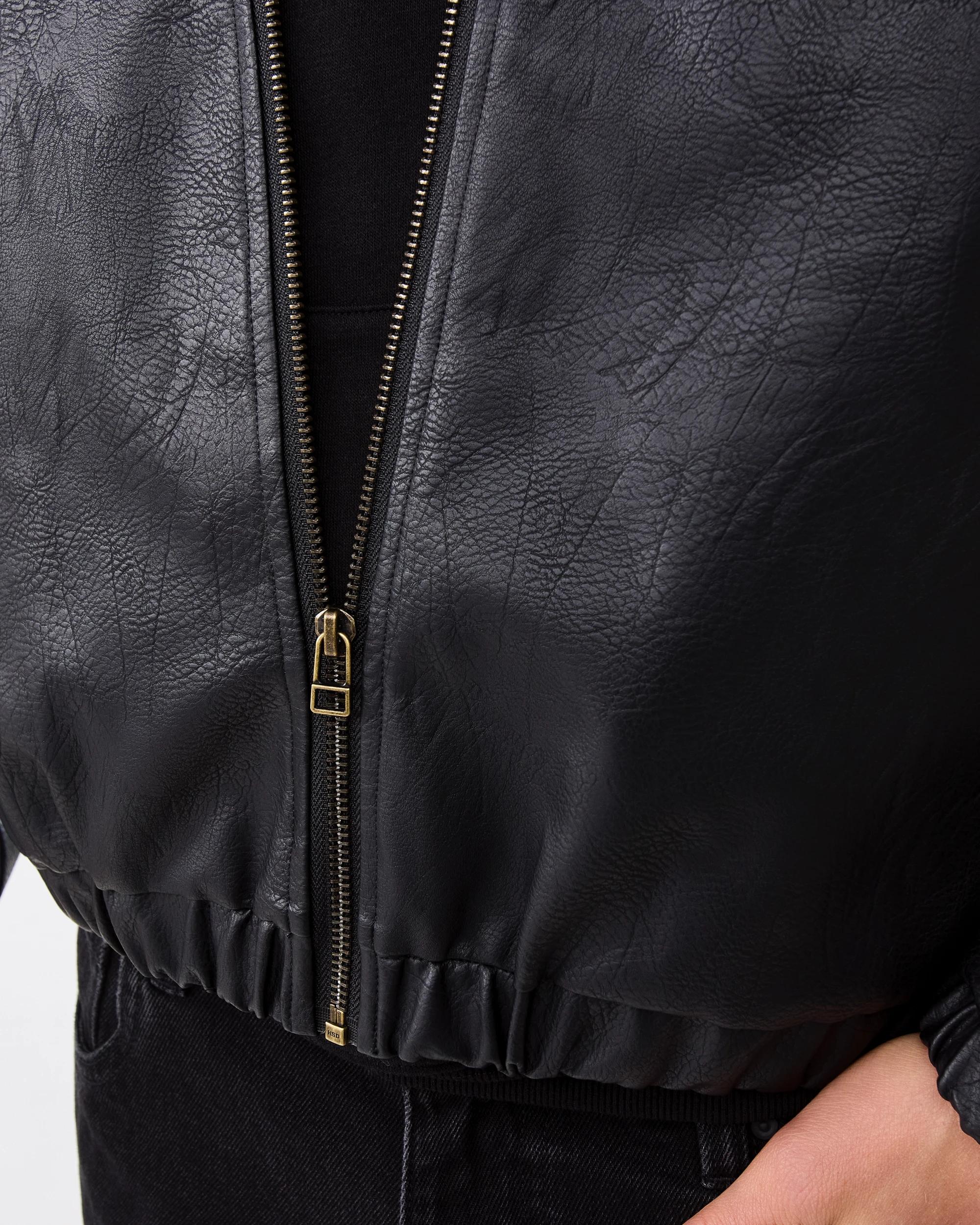 7 PU Bomber Jacket Black, 7 of 8