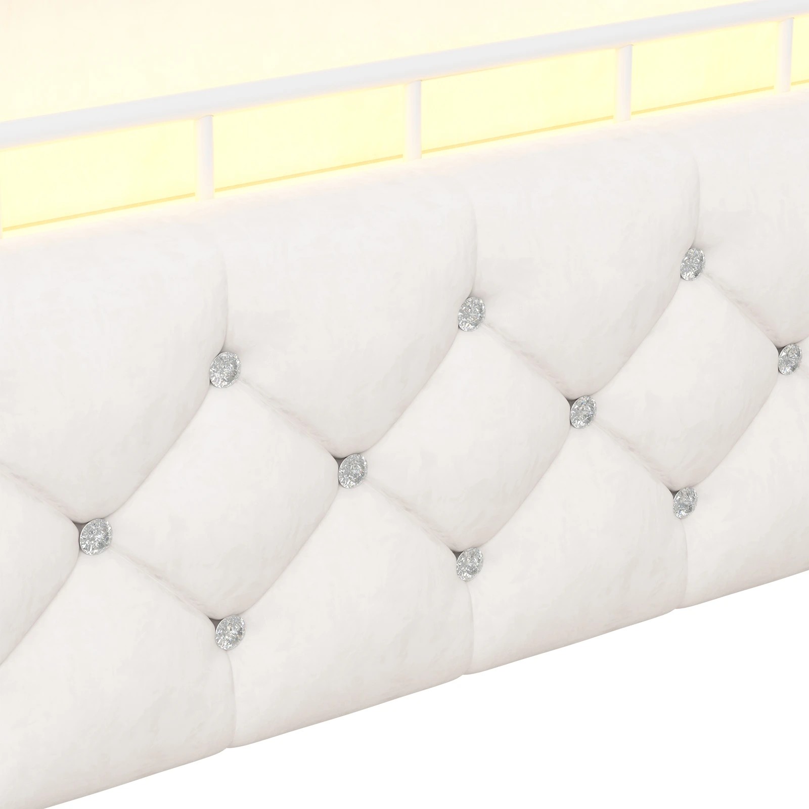 6 Advwin Double Size Velvet Princess Bed Frame with LED Lights, Charging Station & 4 Drawers - Beige, 6 of 8