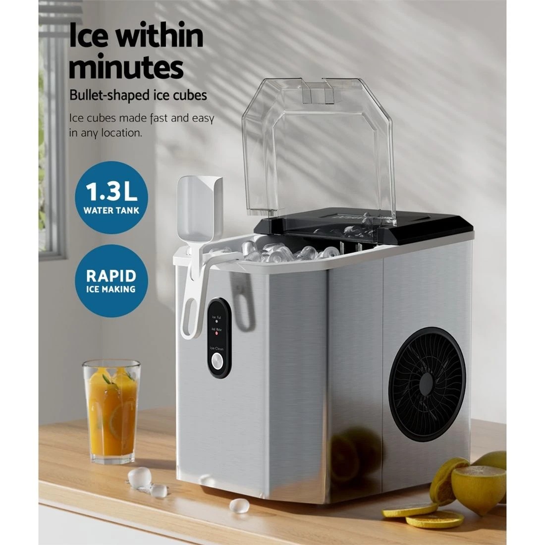 5 Devanti 12kg Ice Maker Machine w/Scoop Holder - Silver, 5 of 7