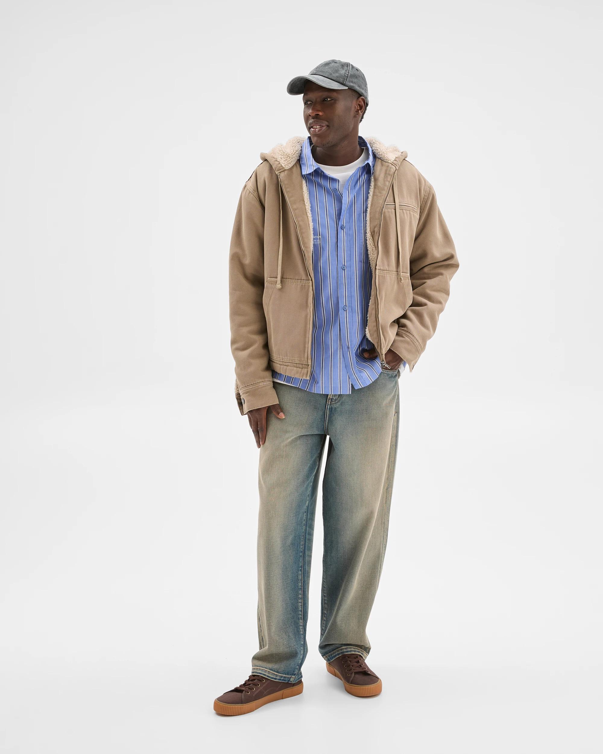 3 Commons Heavyweight Washed Hooded Worker Jacket KHAKI, 3 of 6