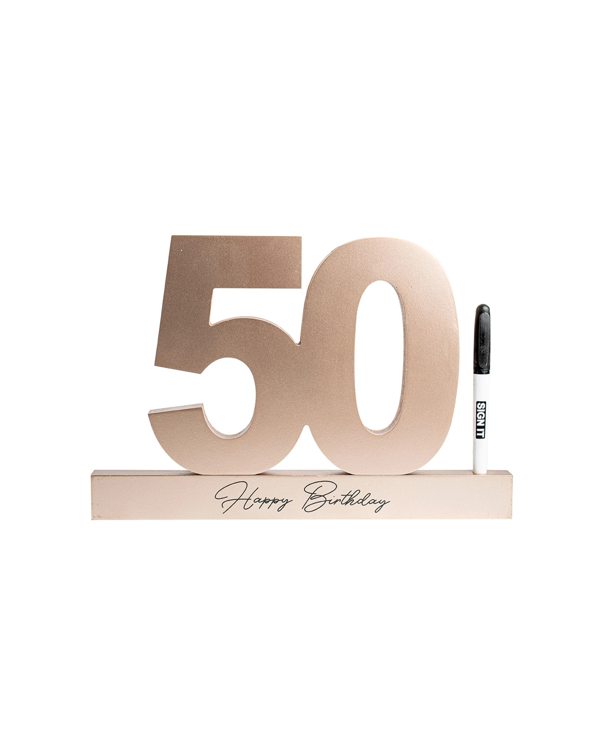 2 50th Rose Gold Signature Block Novelty Birthday Message Party Statue Set
 - Gold, 2 of 3