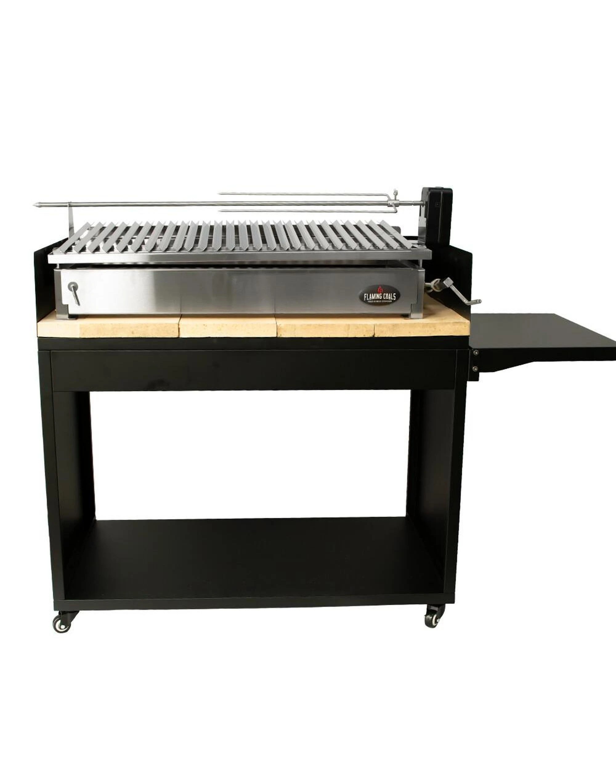4 Flaming Coals Parrilla BBQ with Stand Fire Bricks and Spit Combo, 4 of 5