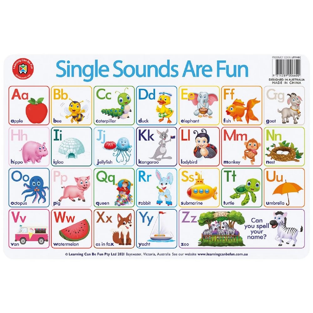 1 Learning Can Be Fun Single Sounds Placemat, 1 of 1