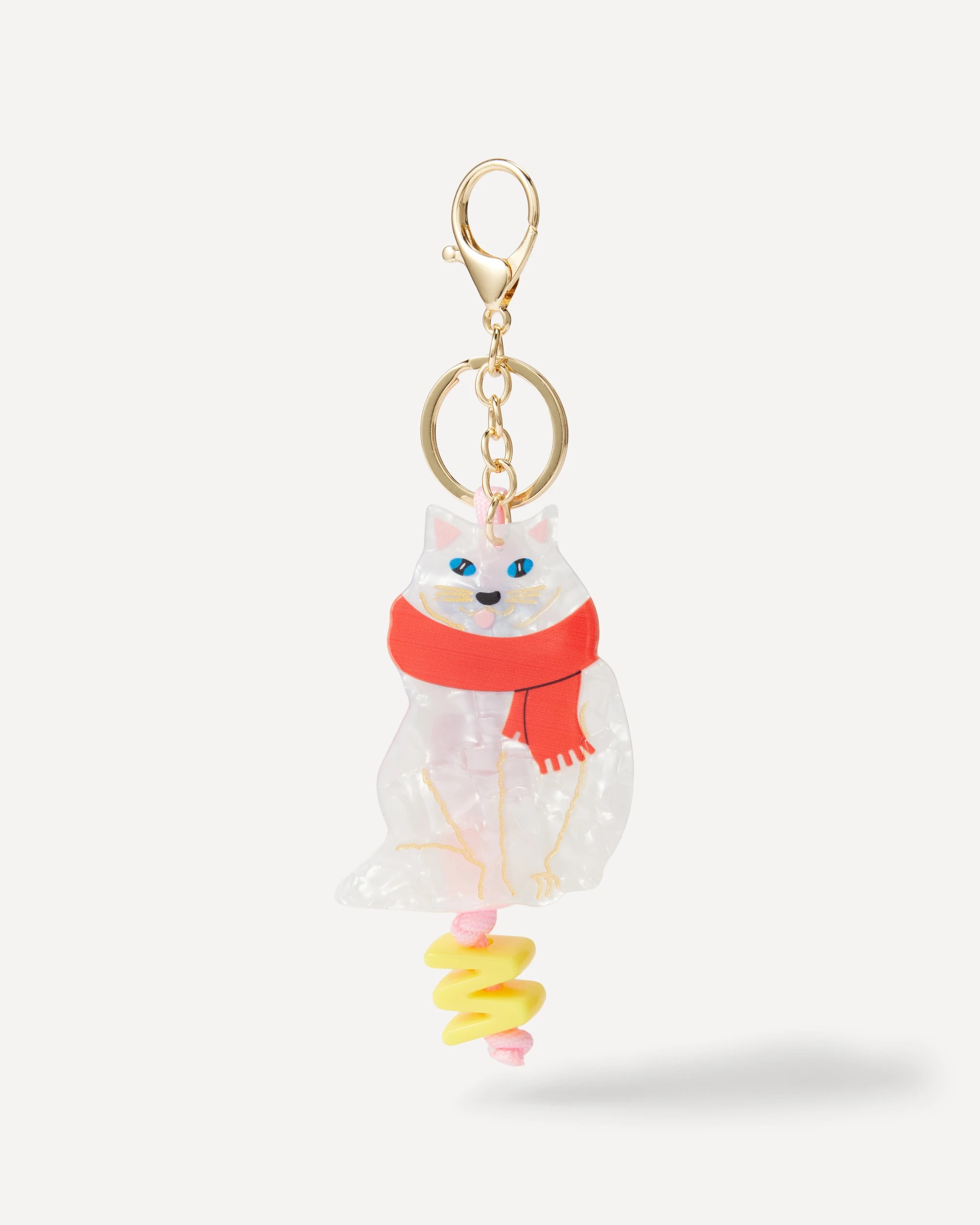 2 Resin Cat Charm Keyring - White and Gold Tone, 2 of 5
