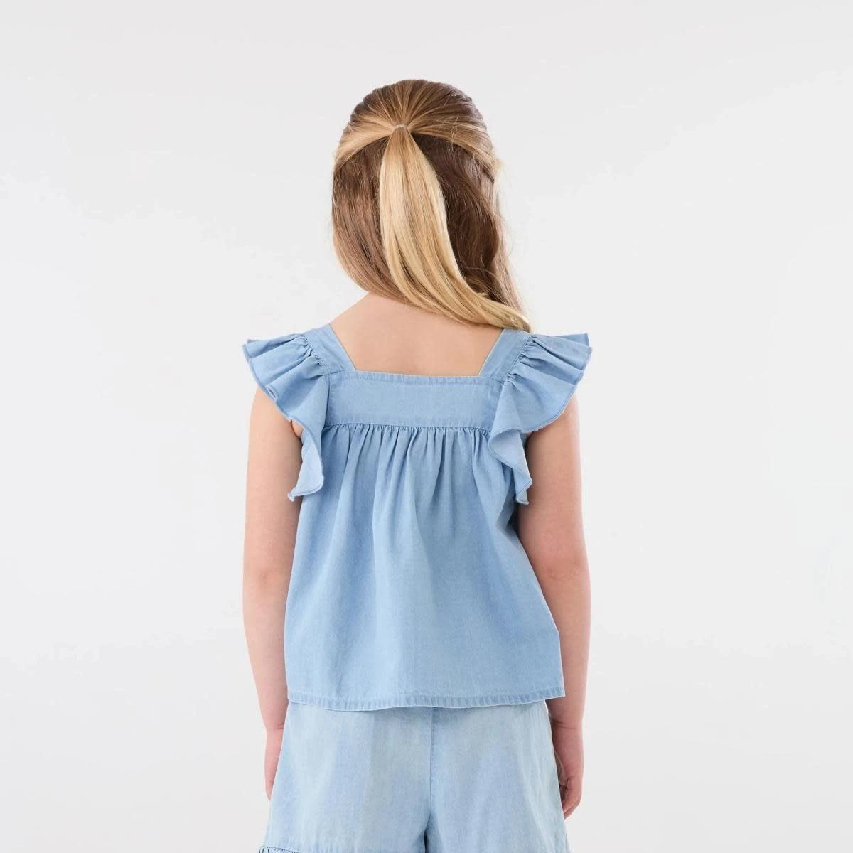 2 Woven Frill Top CHAMBRAY, 2 of 6