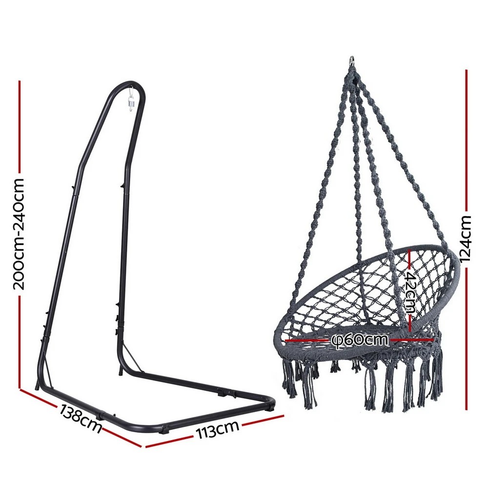 2 Gardeon Hammock Hanging Chair with Steel - Multi, 2 of 8