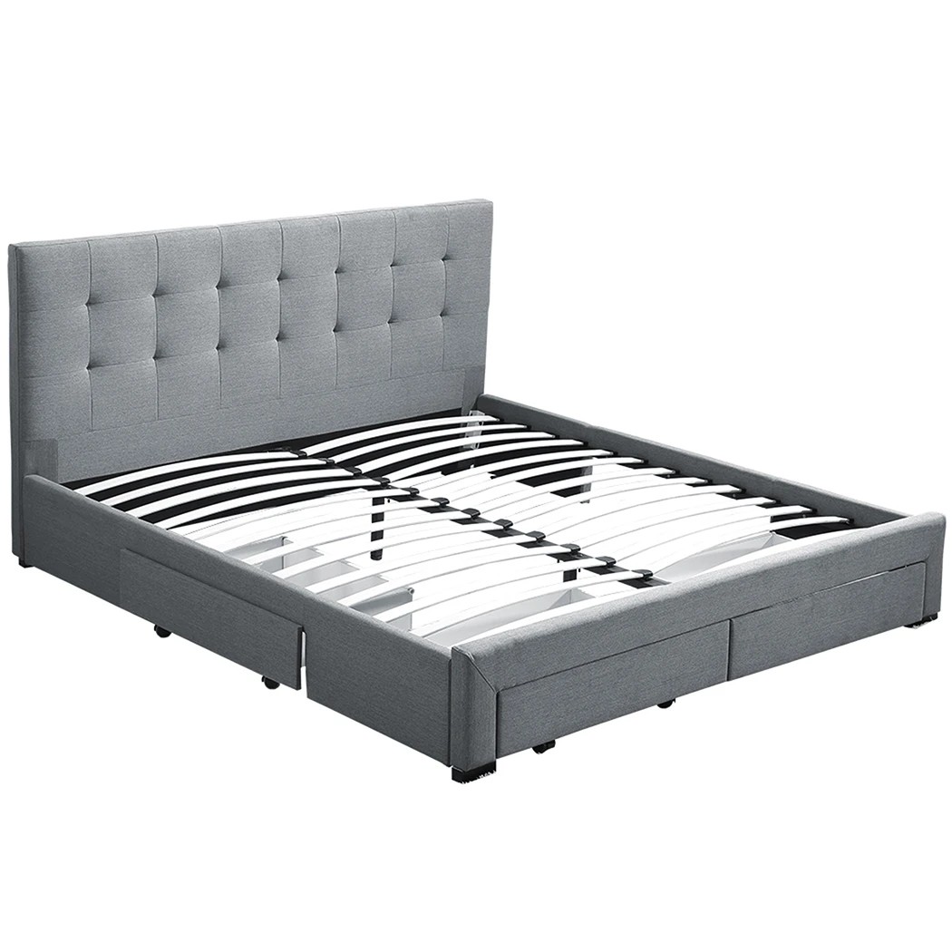 1 Levede Double Grey Storage Bed Frame, 1 of 8