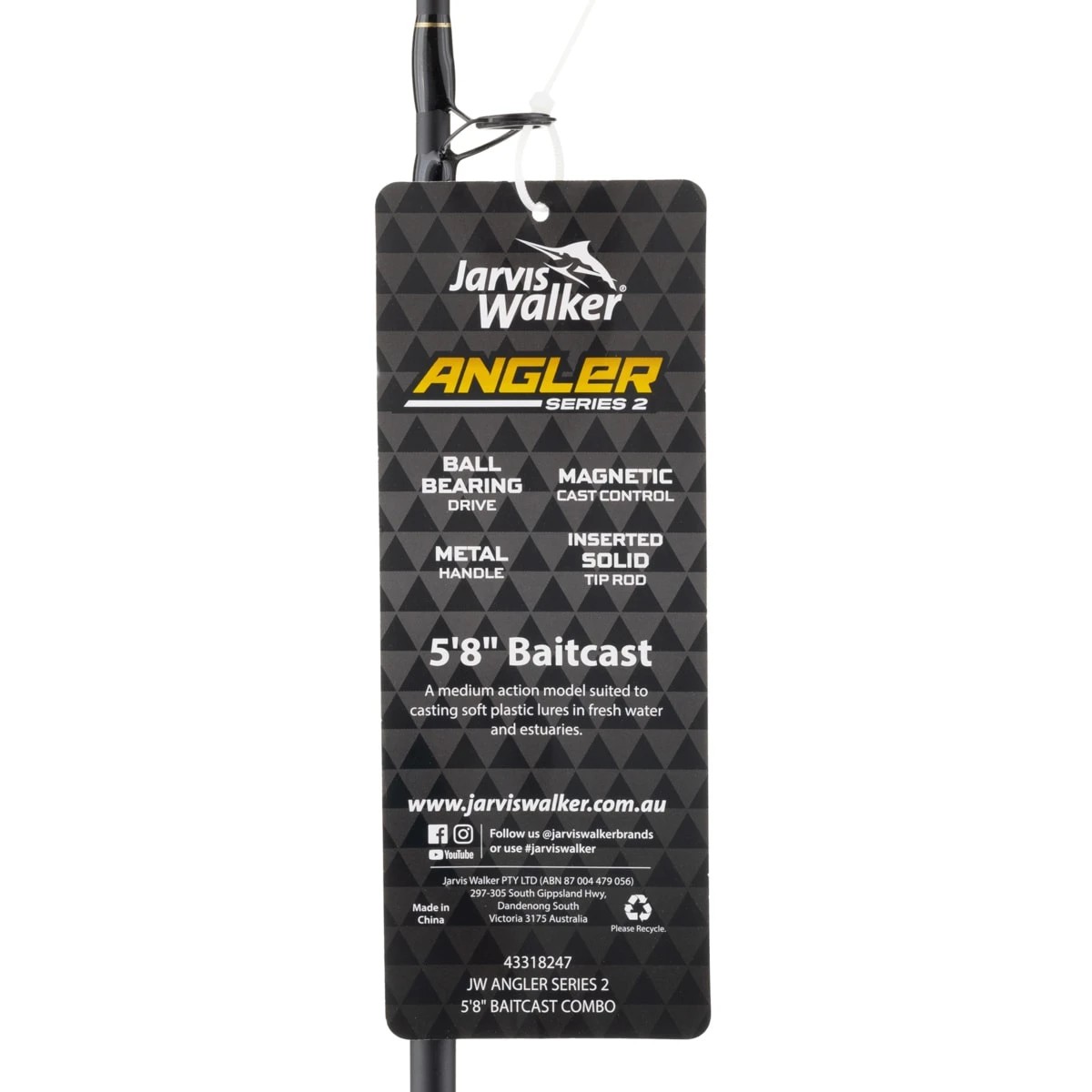 9 Jarvis Walker Angler Series 2 Baitcaster Combo - 5.8ft., Black and Grey, 9 of 9