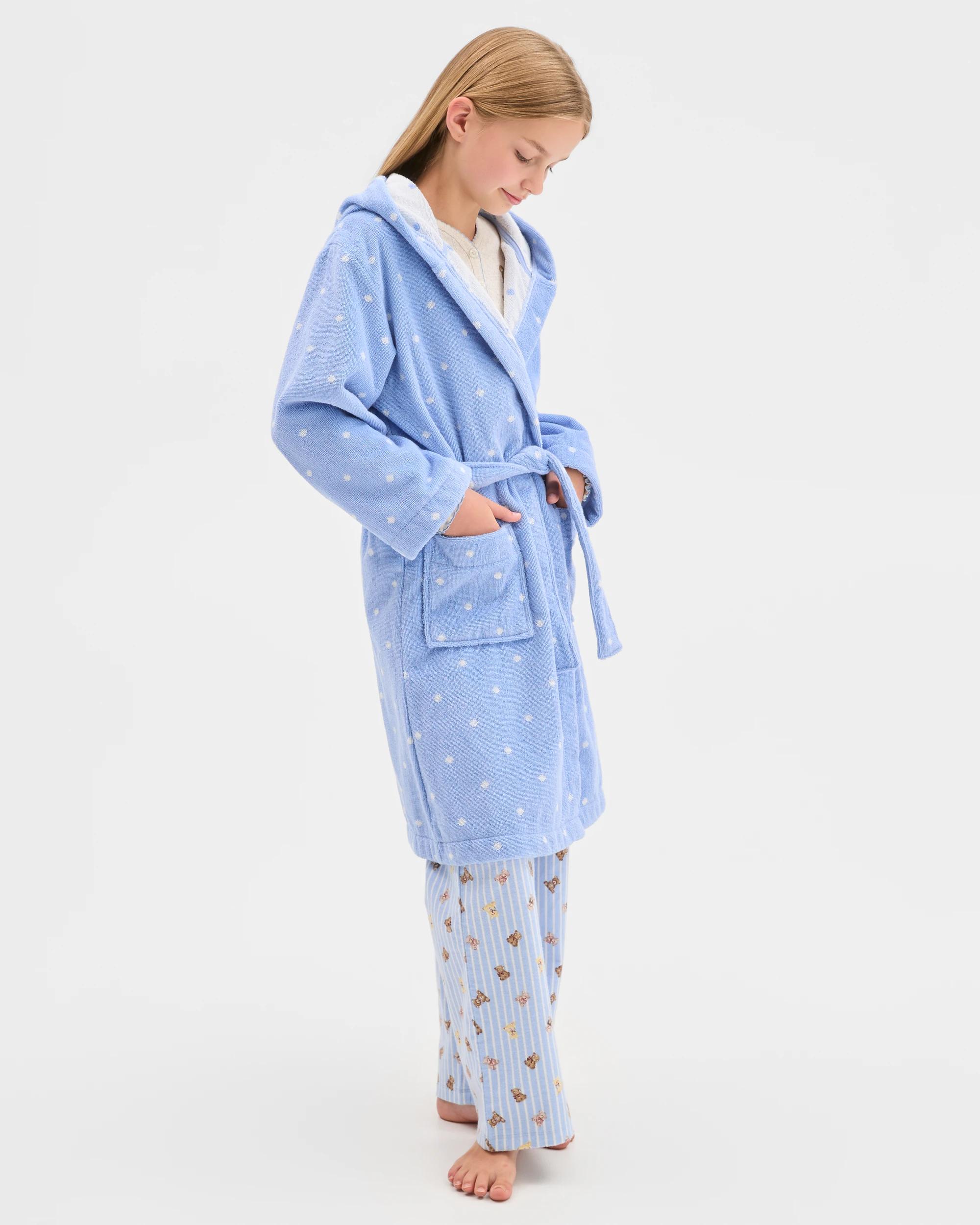 1 Target Kids Older Girls Australian Cotton Towelling Dressing Gown BLUE SPOT, 1 of 6