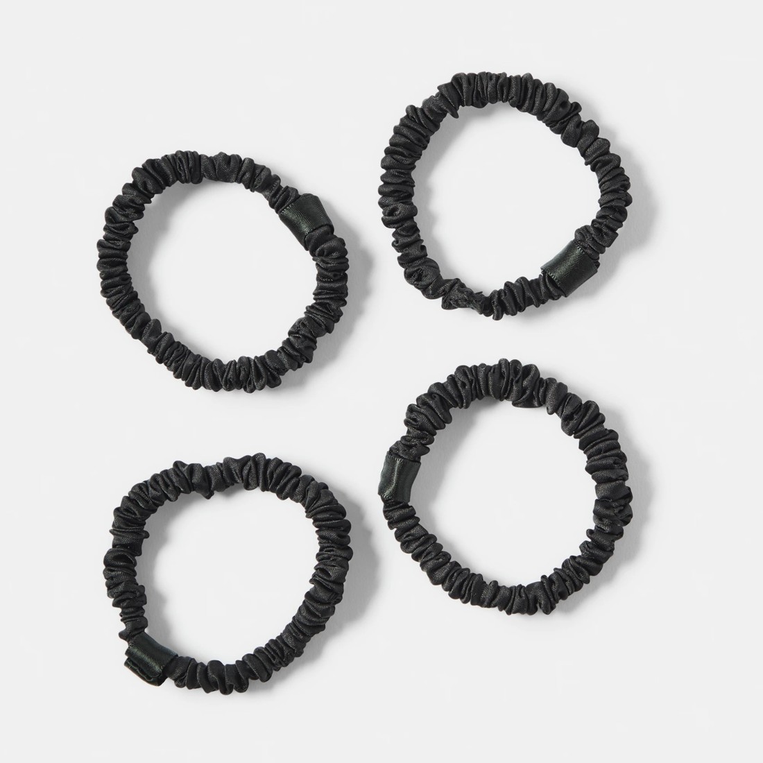 1 OXX Haircare 4 Pack Ruched Hair Elastics - Black, 1 of 3