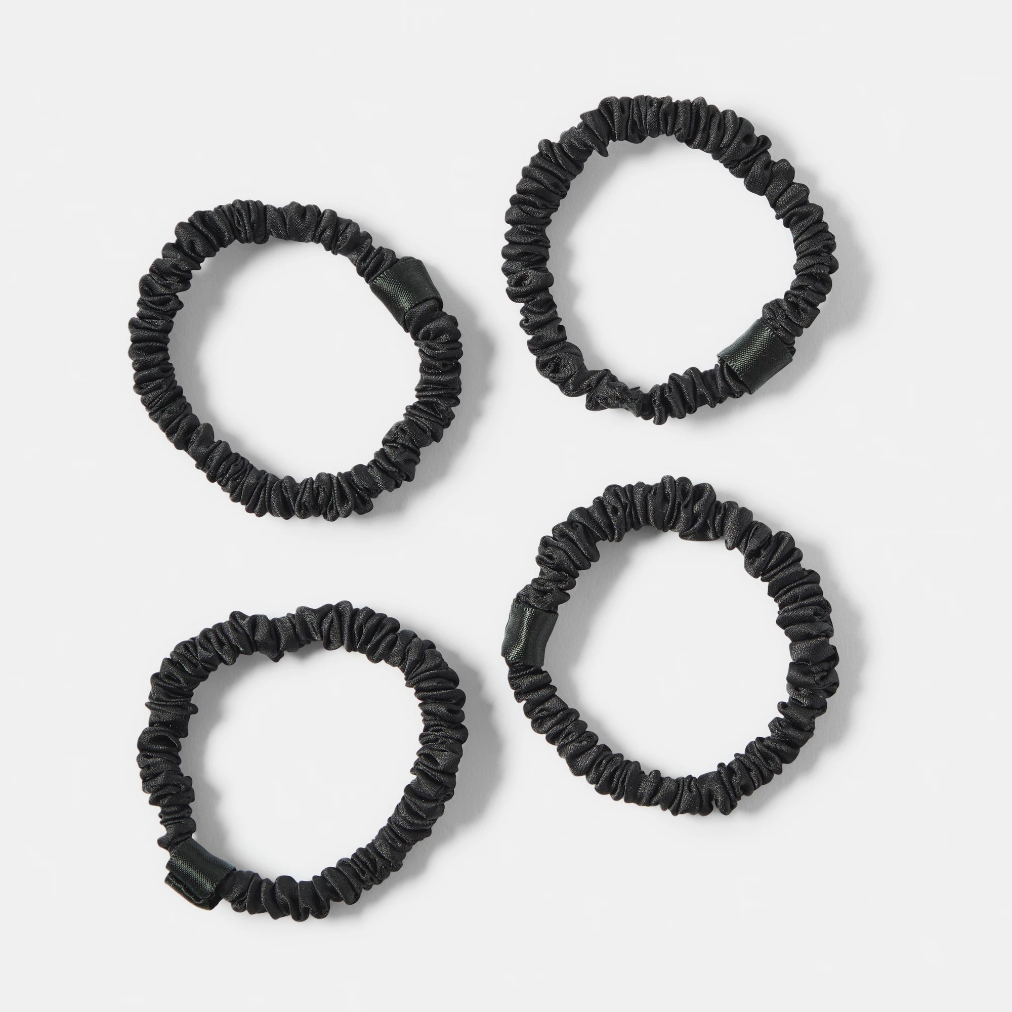 1 OXX Haircare 4 Pack Ruched Hair Elastics - Black, 1 of 3