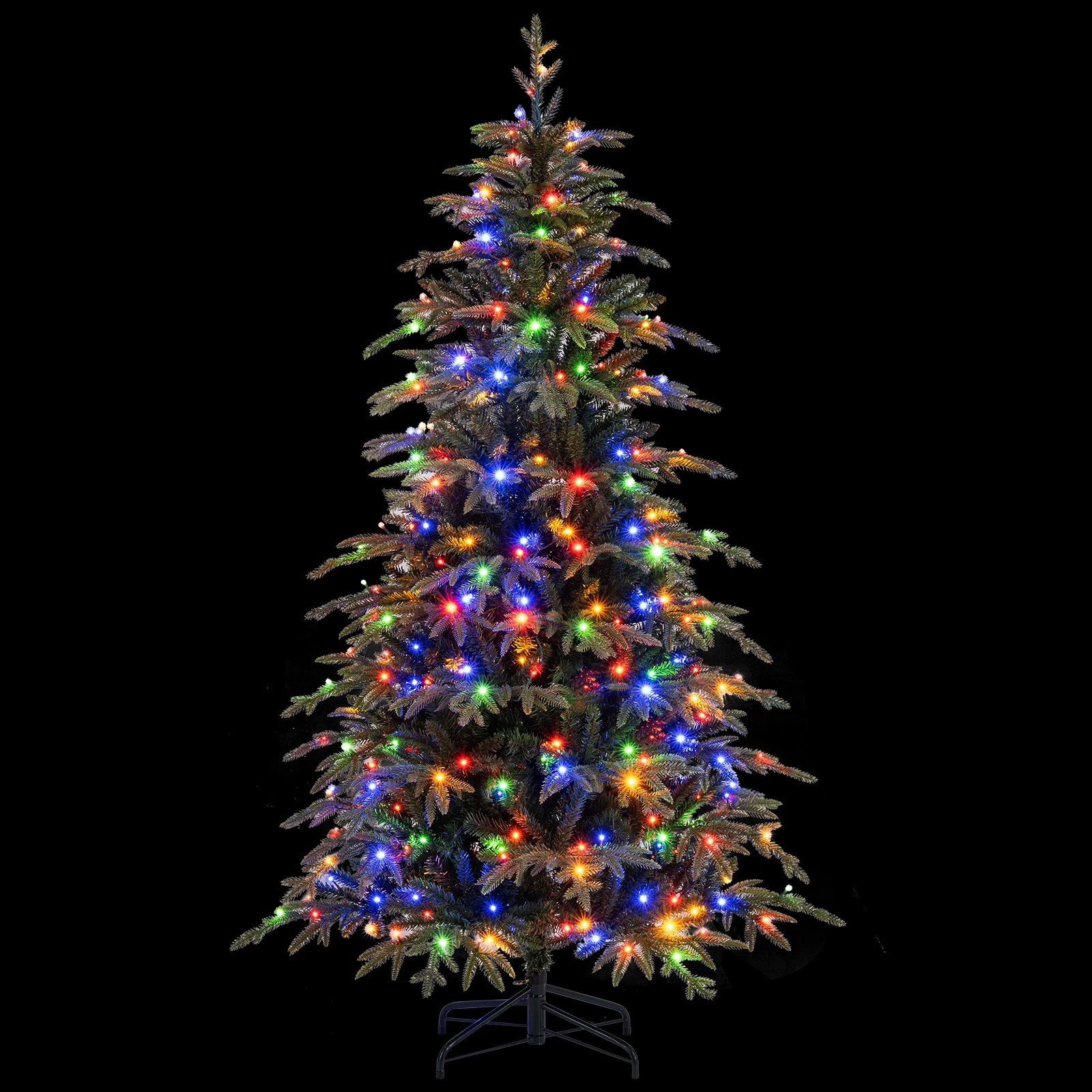 7 Costway 185cm PE & PVC Artificial Christmas Tree Pre-Lit Hinged Xmas Tree 11 Lighting Modes, 7 of 7