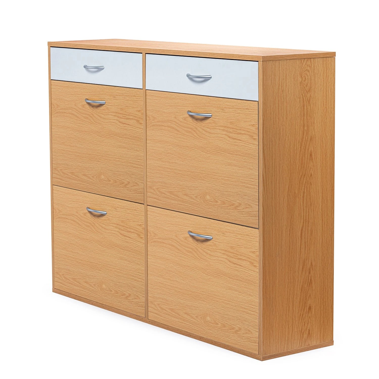 4 Foret Shoe Cabinet Shoes Storage Rack Organiser Side Hallway Wooden Shelf Drawer, 4 of 8