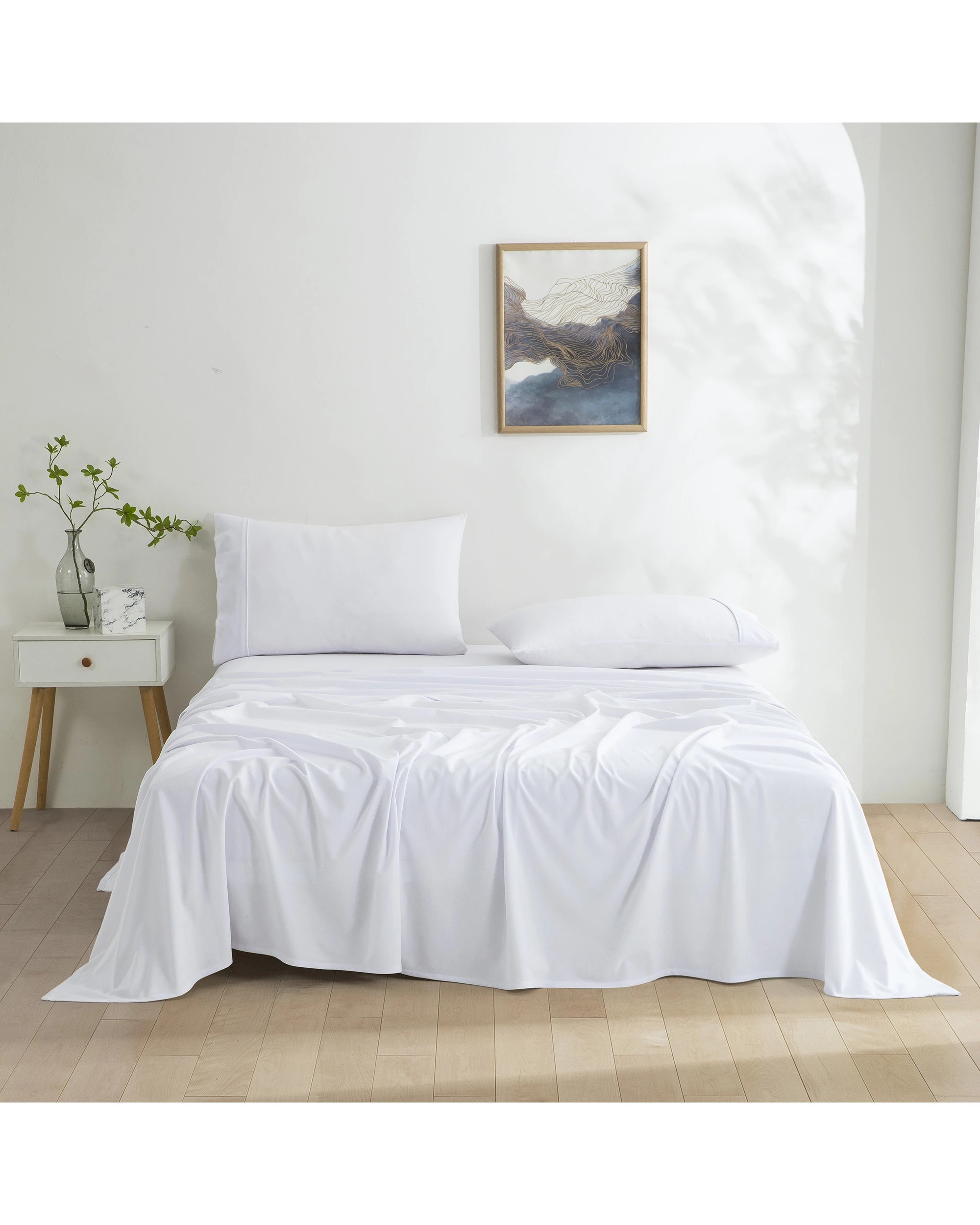 1 Dreamaker Micro Flannel Sheet Set - King Bed - White, 1 of 8