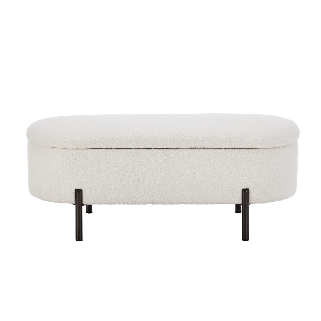 7 Oikiture Storage Ottoman Bench Oval Footstool Blanket Box Chest Toy Sherpa
 - White, 7 of 10