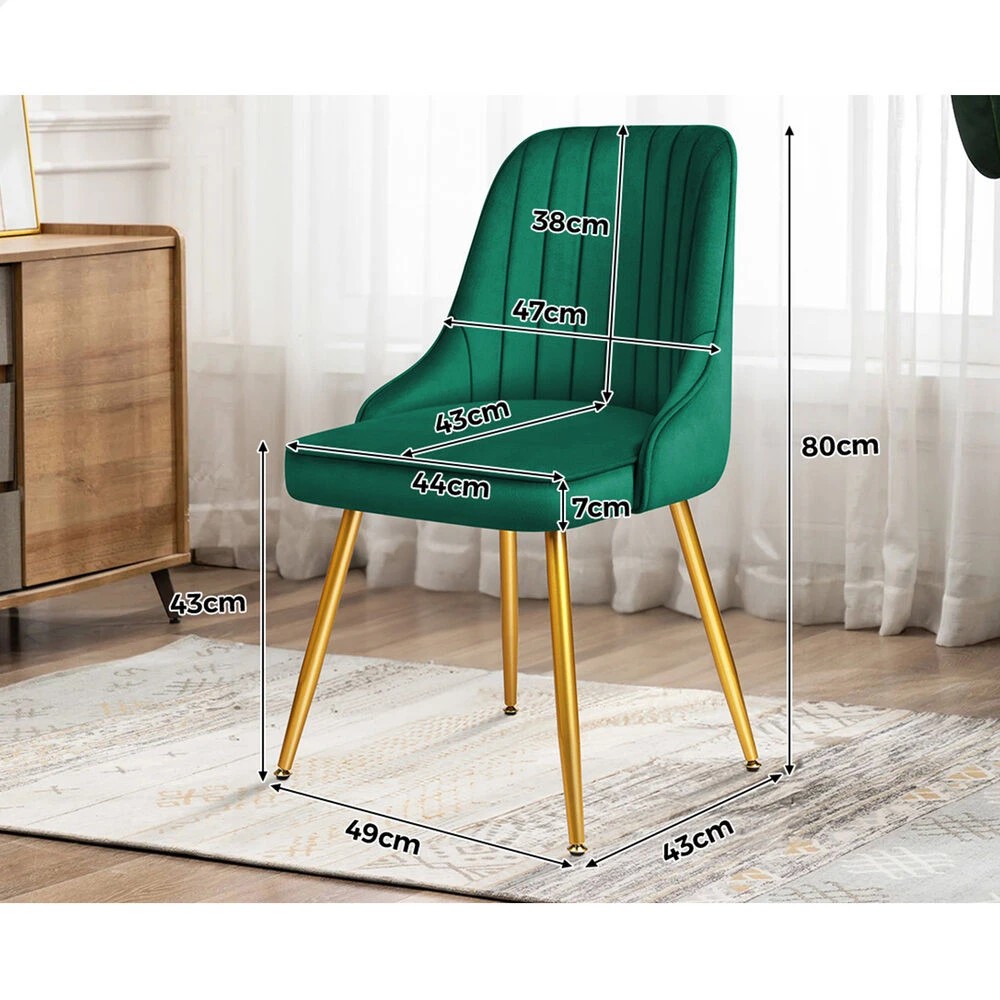 9 Alfordson 2x Dining Chairs Kitchen Accent Lounge Padded Tufted Seat Velvet - Green, 9 of 10