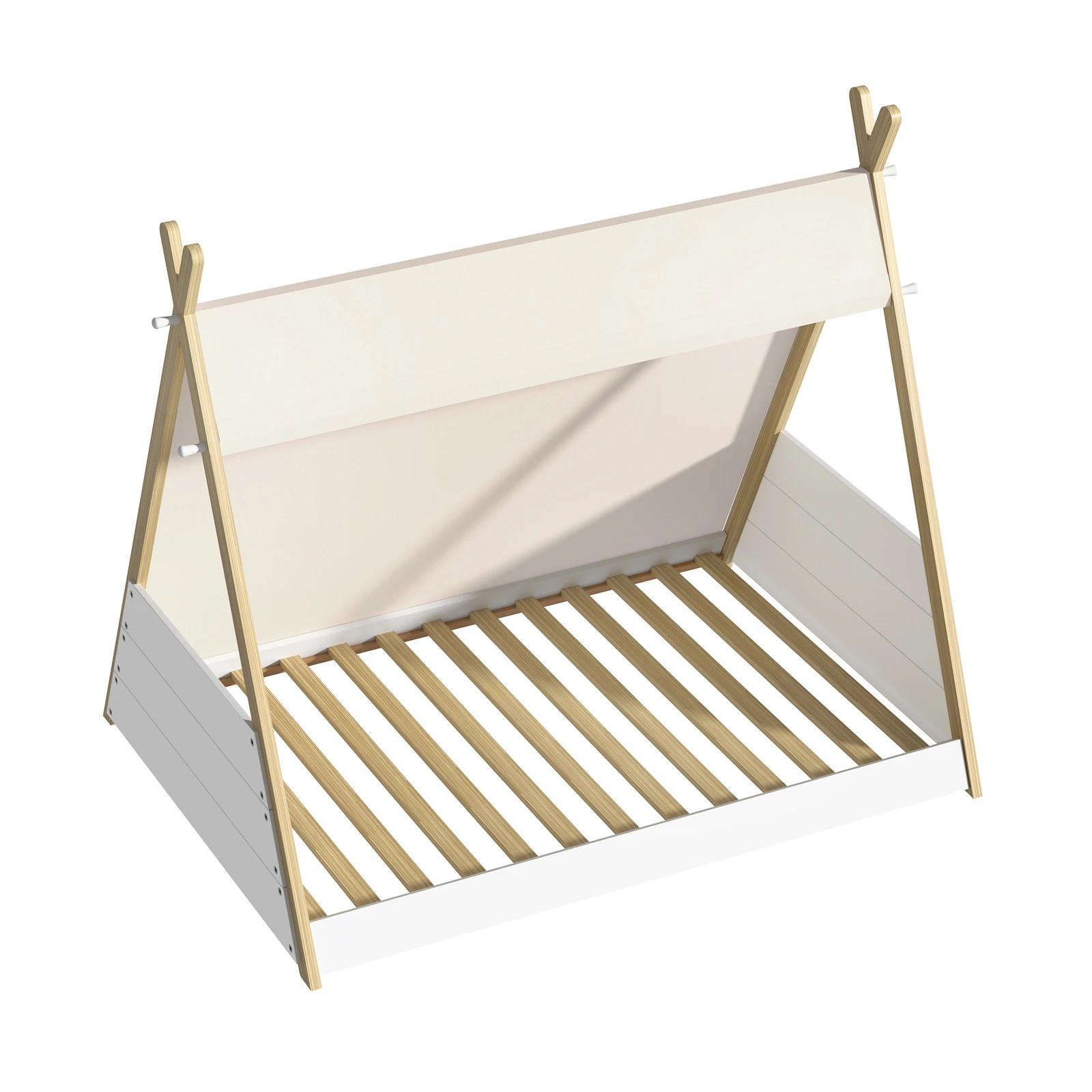 4 Oikiture Kids Bed Frame Wooden Timber Single Canvas Teepee Bed Frame Platform
 - Multi, 4 of 10