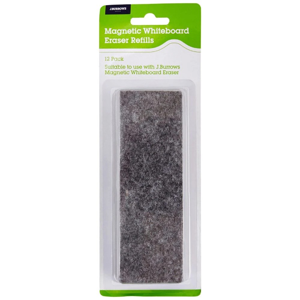 1 J.Burrows Magnetic Whiteboard Eraser Refills 12 Pack, 1 of 3