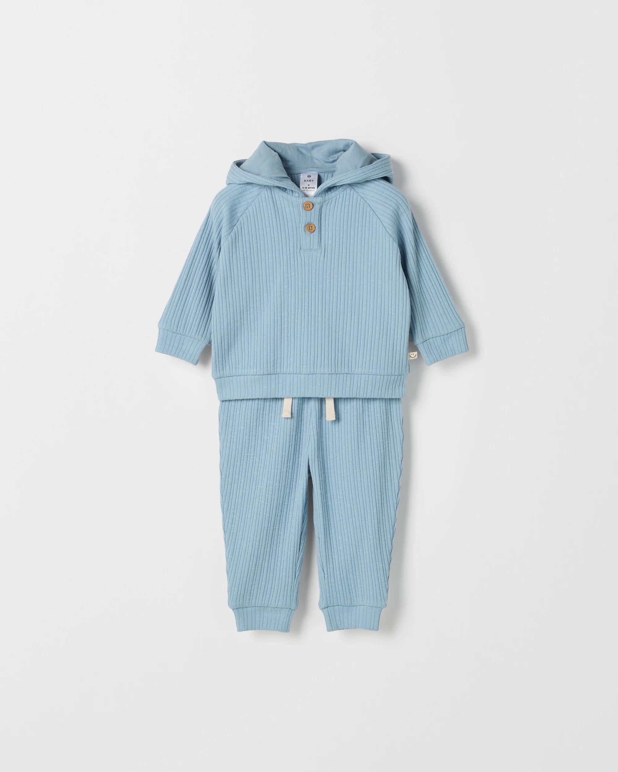 4 Target Baby Baby Ribbed Hoodie and Pants Set BLUE, 4 of 6