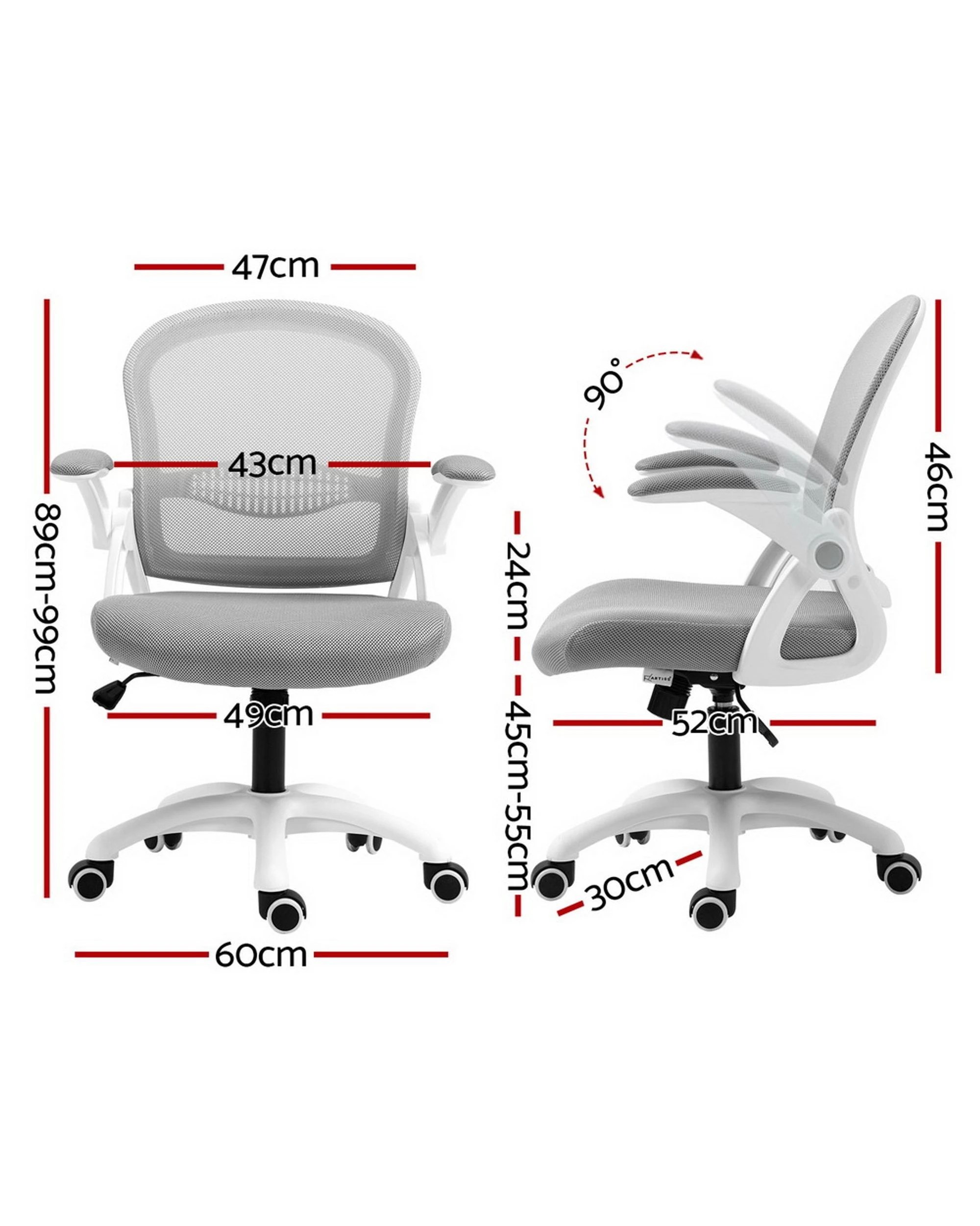 2 Artiss Mesh Office Chair Mid Back
 - White, 2 of 3