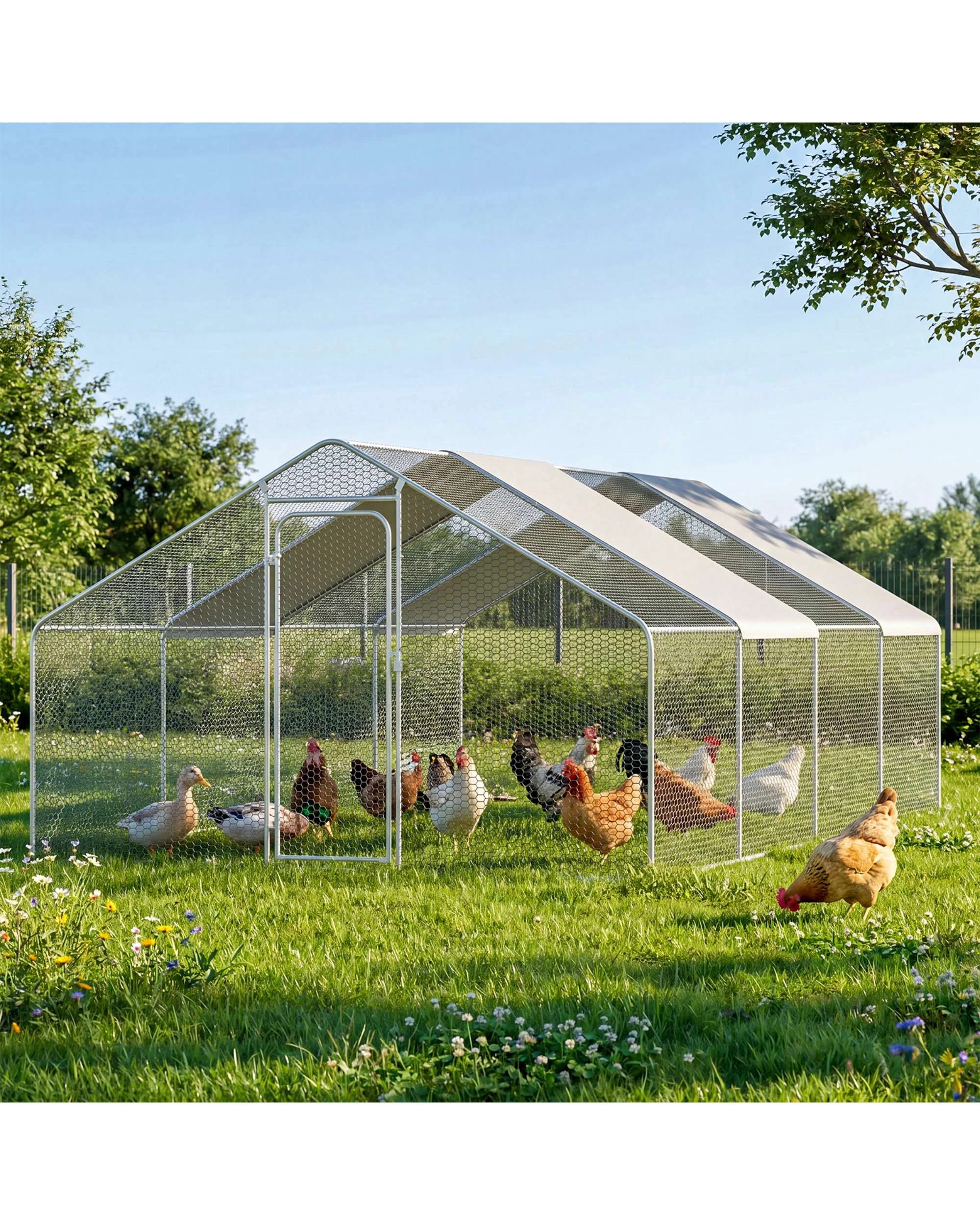 2 Advwin Large Chicken Coop Walk In Run Cage Rabbit Hutch 300x600x196cm, 2 of 8
